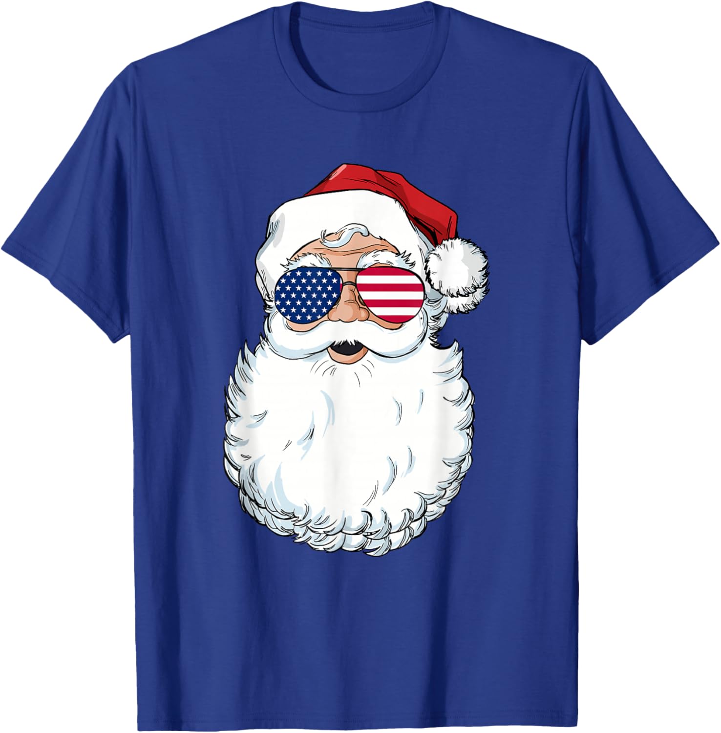Santa Claus Patriotic USA Sunglasses Christmas in July Santa T-Shirt - T-Shirt | Royal