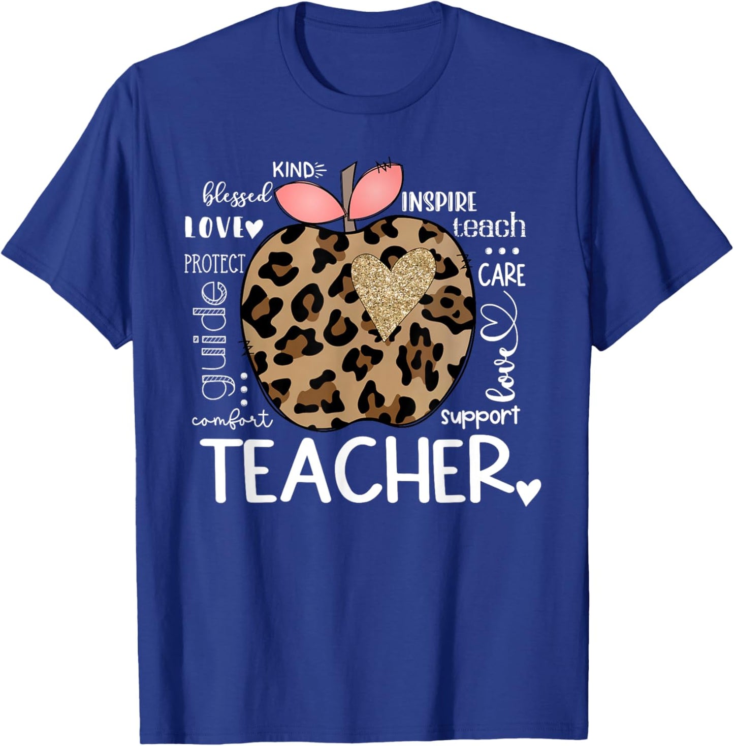 Teacher Life Leopard Apple Teacher's Day Back to School T-Shirt - T-Shirt | Royal