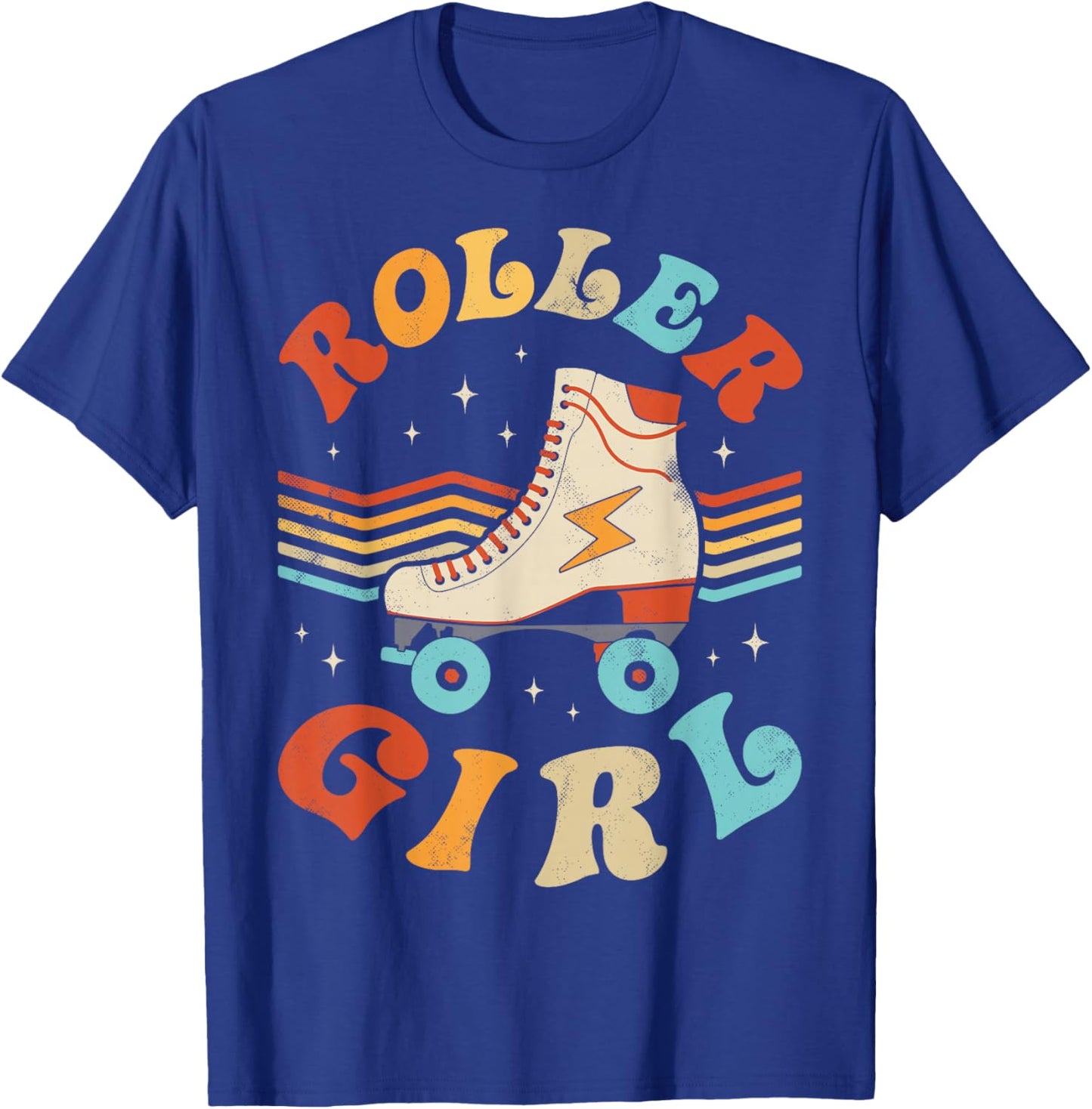 Roller Girl Skater Skating Retro Vintage 70s 80s Skates Cute T-Shirt - T-Shirt | Royal