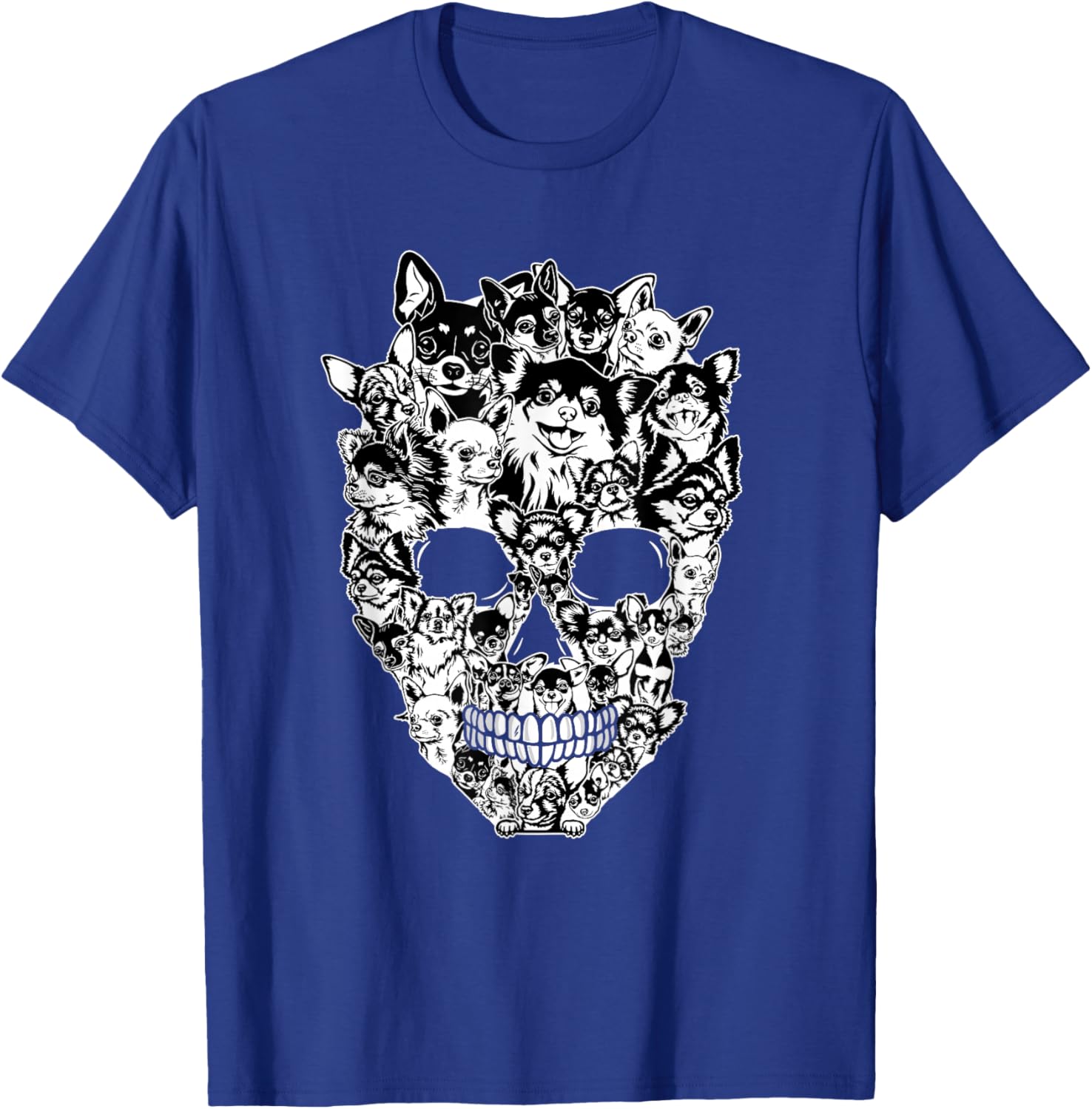 Funny Chihuahua Skull Dog Skeleton Halloween Women Kids T-Shirt - T-Shirt | Royal