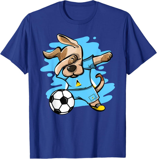 Dabbing Dog Saint Lucia Soccer Fans Jersey Saint Lucian Flag Women Girls Kids T-Shirt - T-Shirt | Royal
