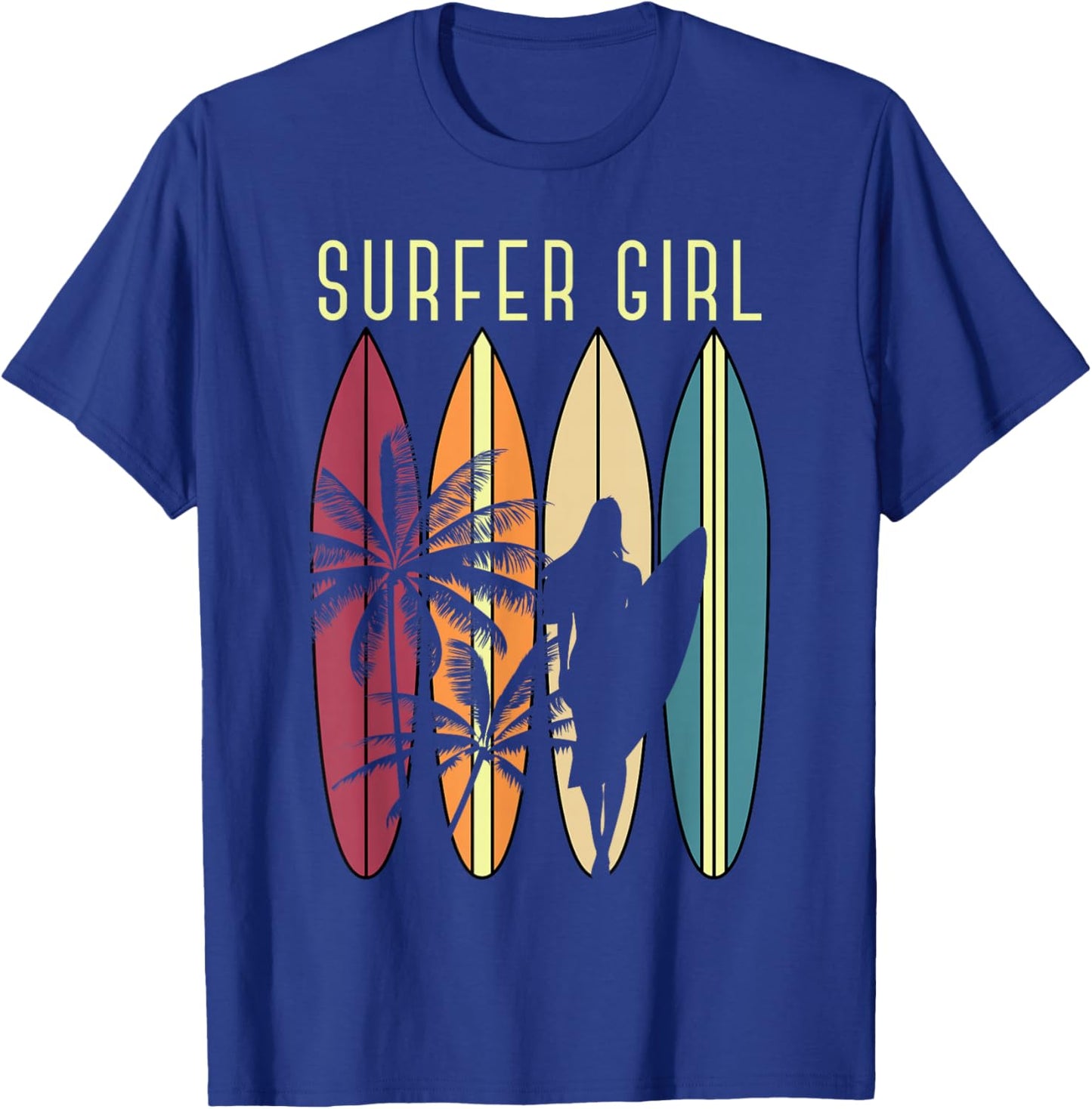 Water Sports Surfing Girls Surfboard Surfer Hobby Surfing T-Shirt - T-Shirt | Royal