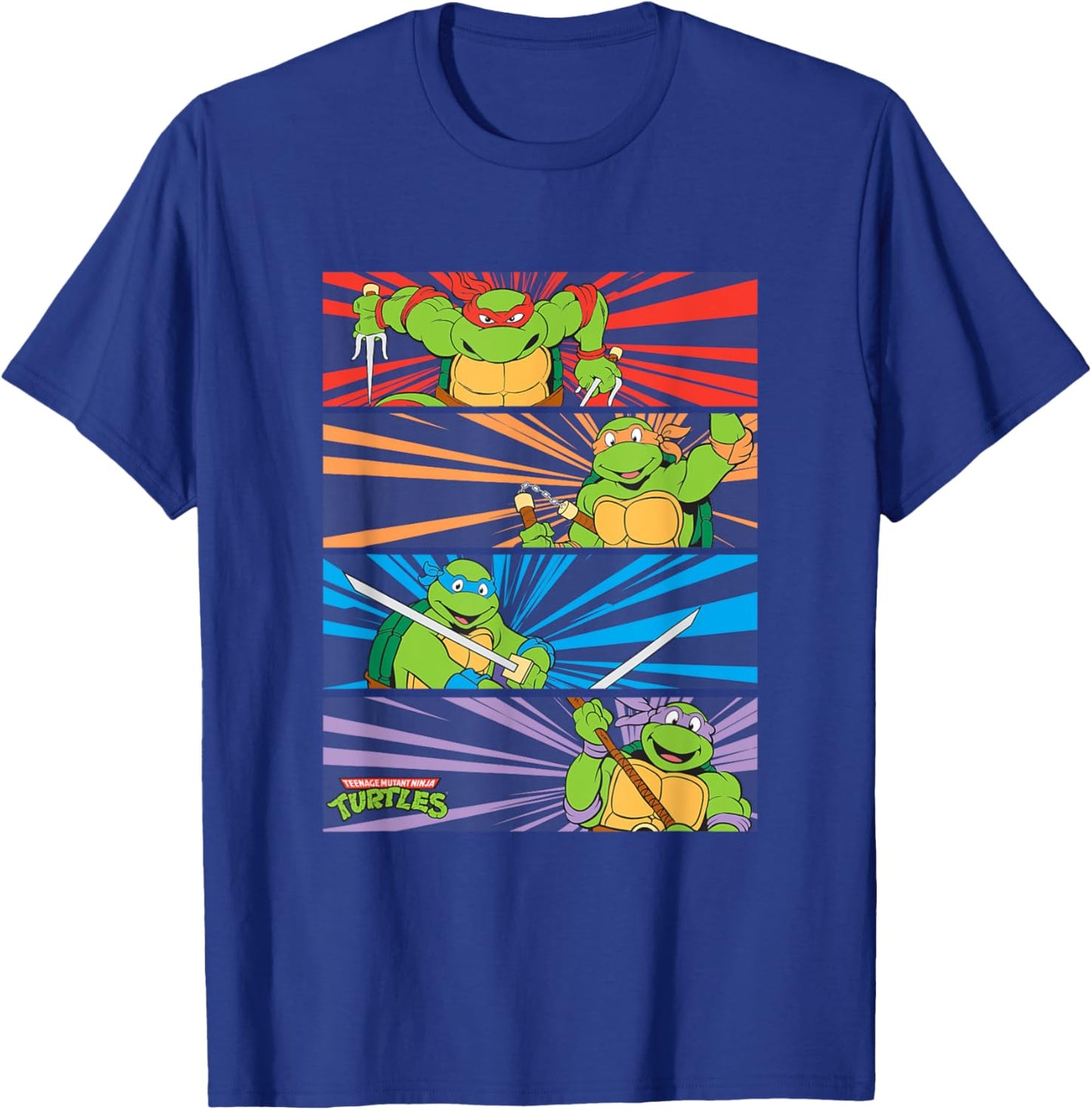 Mademark x Teenage Mutant Ninja Turtles - Raphael, Michaelangelo, Donatello and Leonardo Retro Style T-Shirt - T-Shirt | Royal