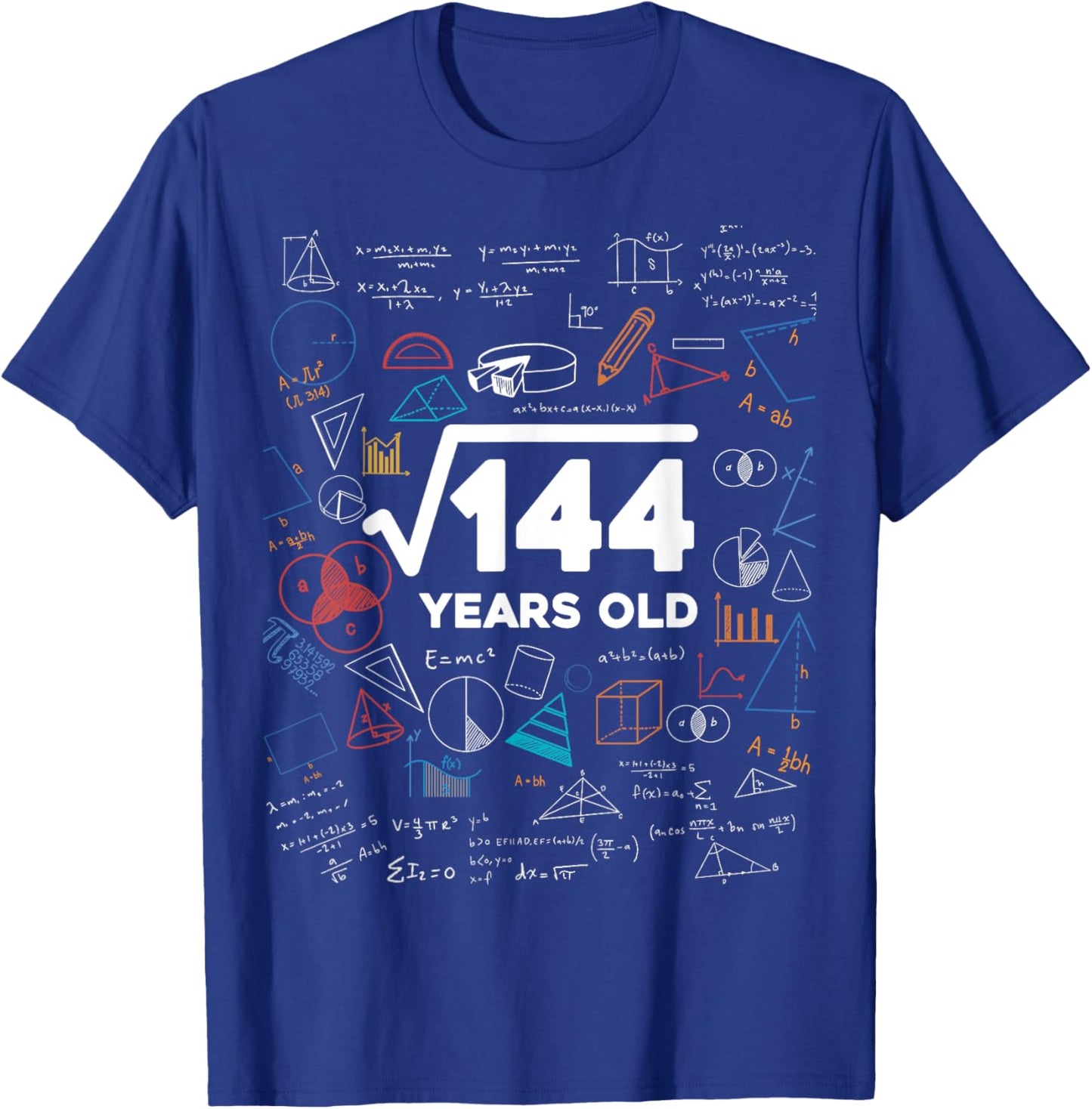 Square Root Of 144 12th Birthday Math Lover 12 Year Old Bday T-Shirt - T-Shirt | Royal