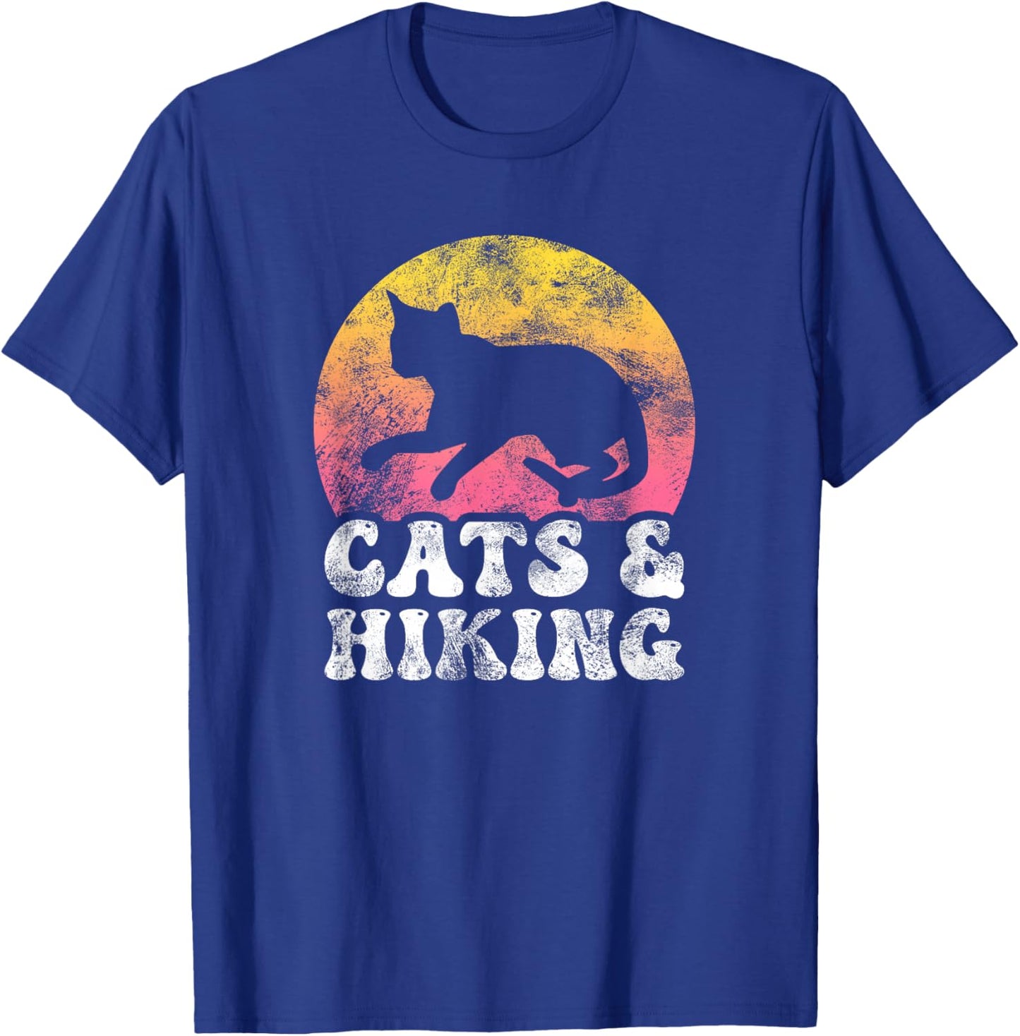 Funny Cats & Hiking Vintage Retro Hobby T-Shirt - T-Shirt | Royal