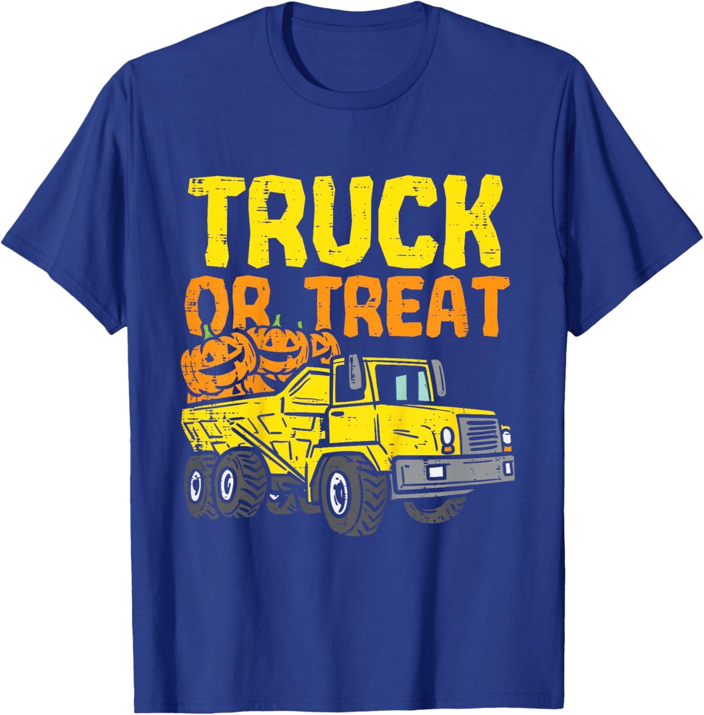 Kids Truck Or Treat Pumpkins Toddler Boys Halloween Kids Son T-Shirt - T-Shirt | Royal