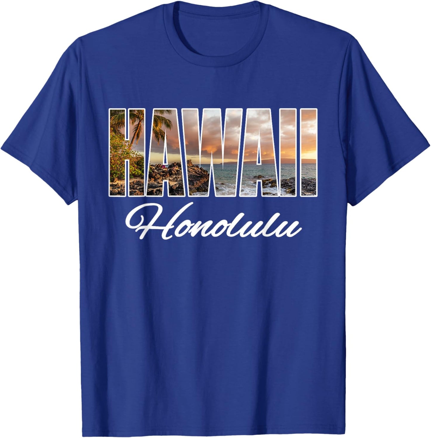 Hawaii Honolulu Surfing Beach Hawaiian Island T-Shirt - T-Shirt | Royal