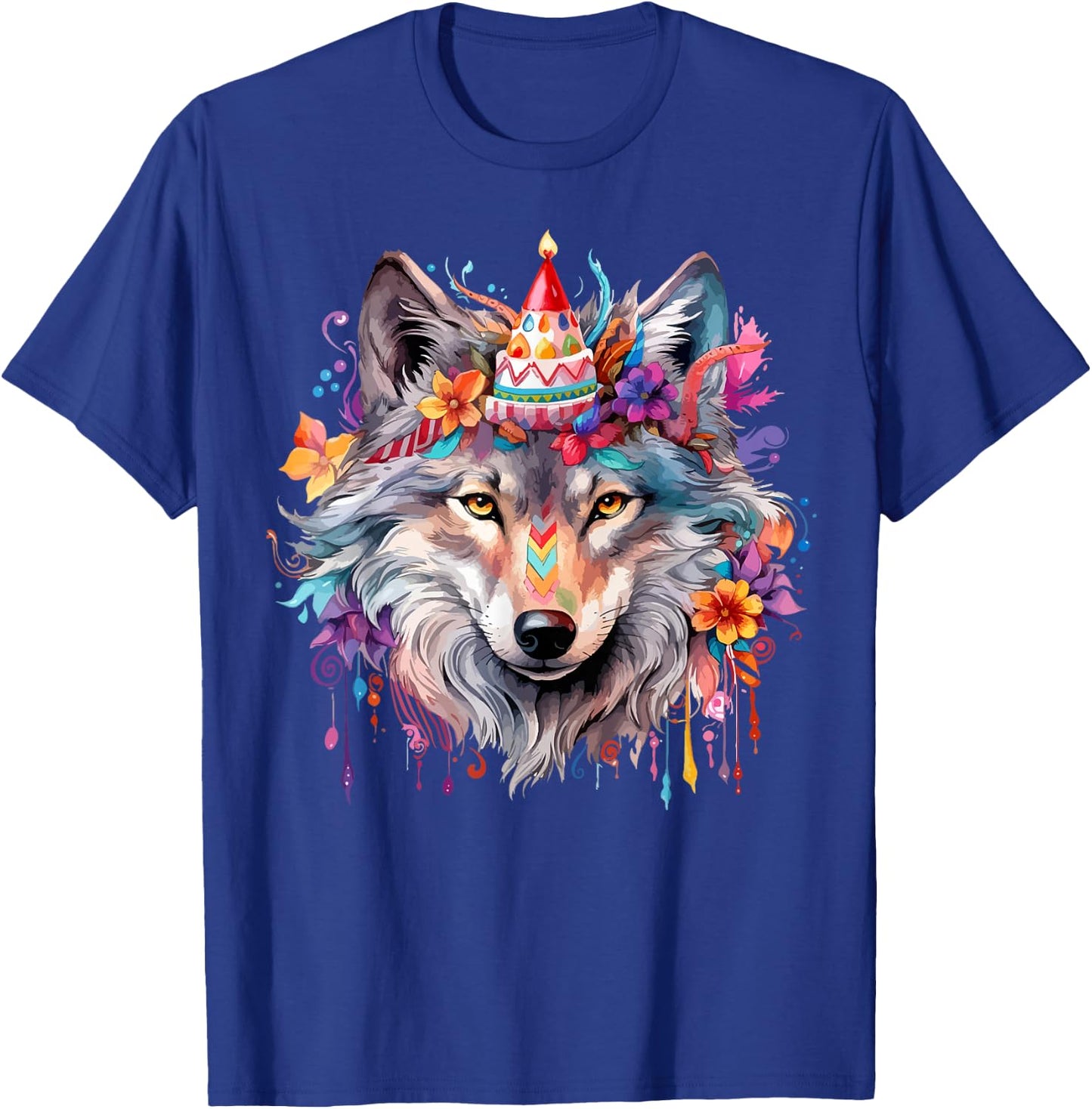 Birthday Wolf Portrait Party Wolves Lover Cute Girls Themed T-Shirt - T-Shirt | Royal