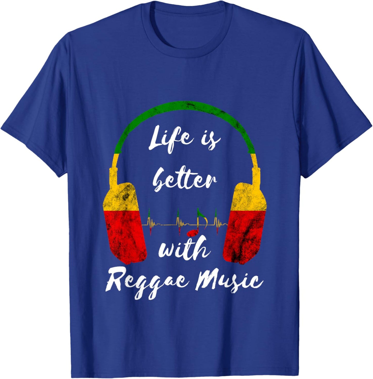 Reggae Music Headphones Rastafari Reggae Jamaica Reggaeton T-Shirt - T-Shirt | Royal