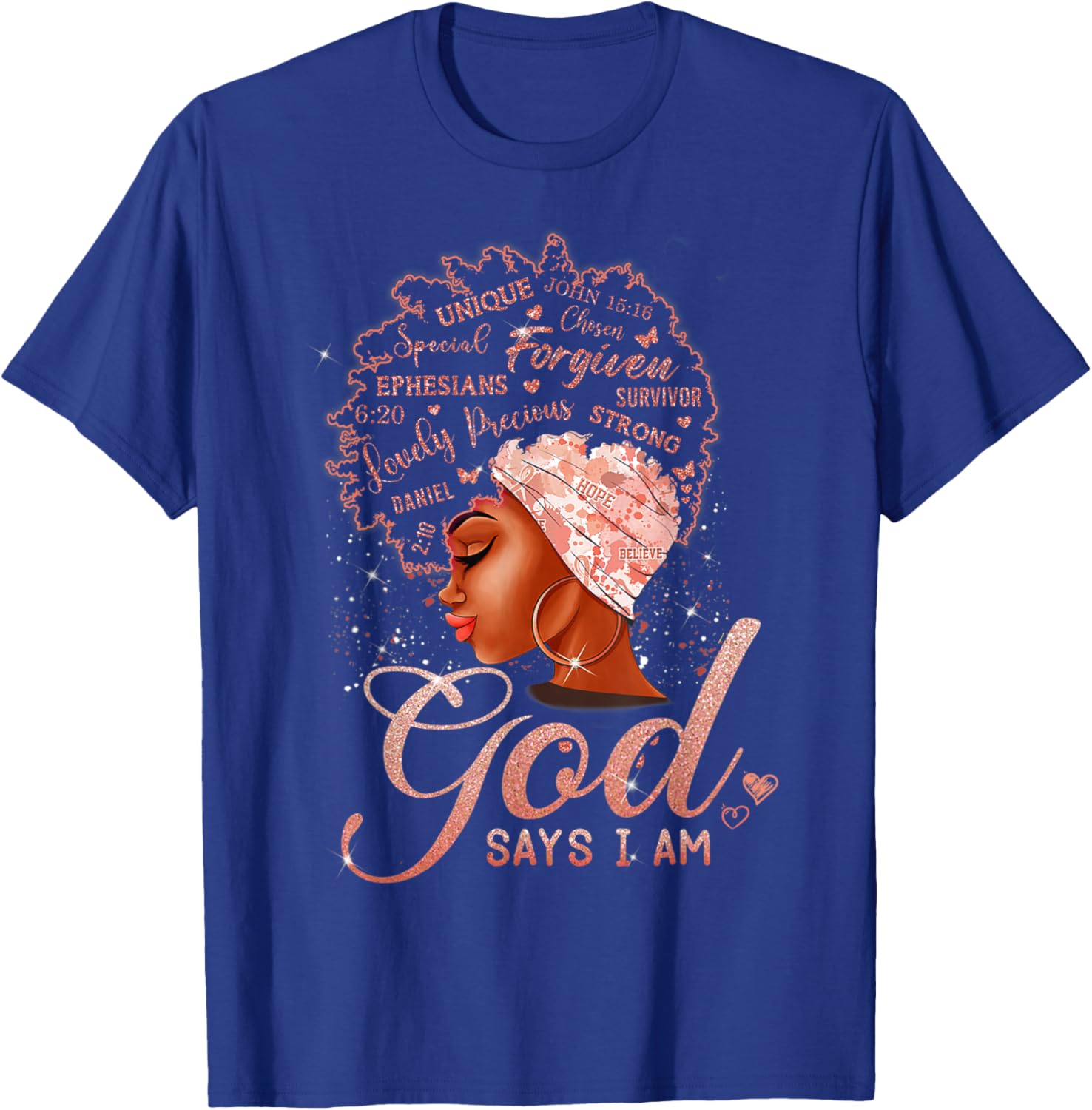 Black Girl God Says I Am Black Melanin History Month Pride T-Shirt - T-Shirt | Royal