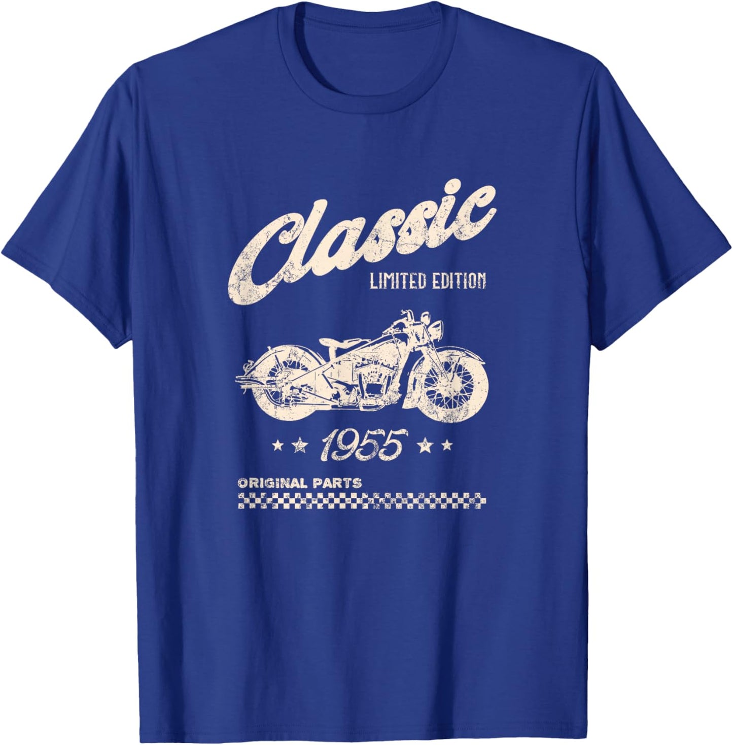 70th Birthday Classic Motorcycle Born in 1955 T-Shirt - T-Shirt | Royal