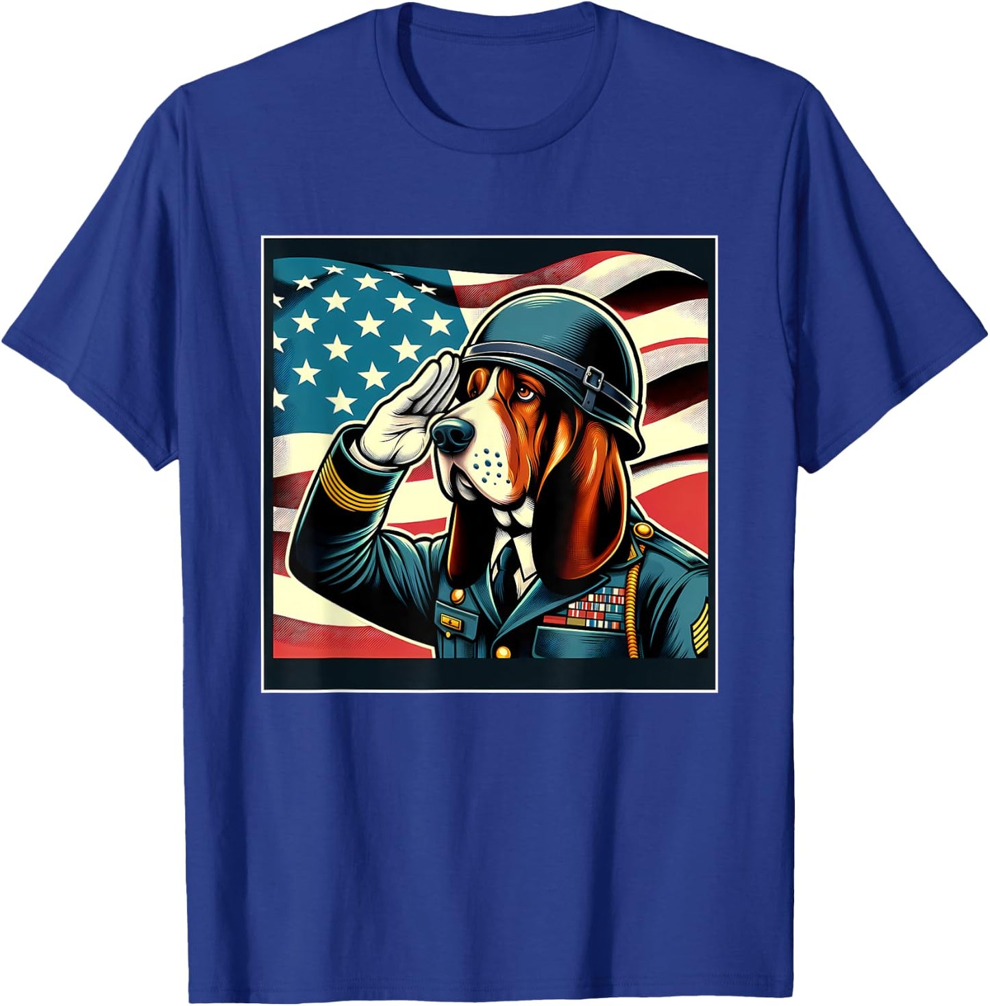 4th Of July US Flag Salute Basset Hound dog T-Shirt - T-Shirt | Royal