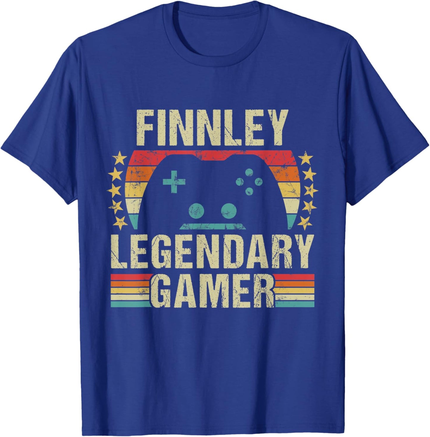 Finnley Gamer Retro Gaming Vintage Game Personalized 70s T-Shirt - T-Shirt | Royal