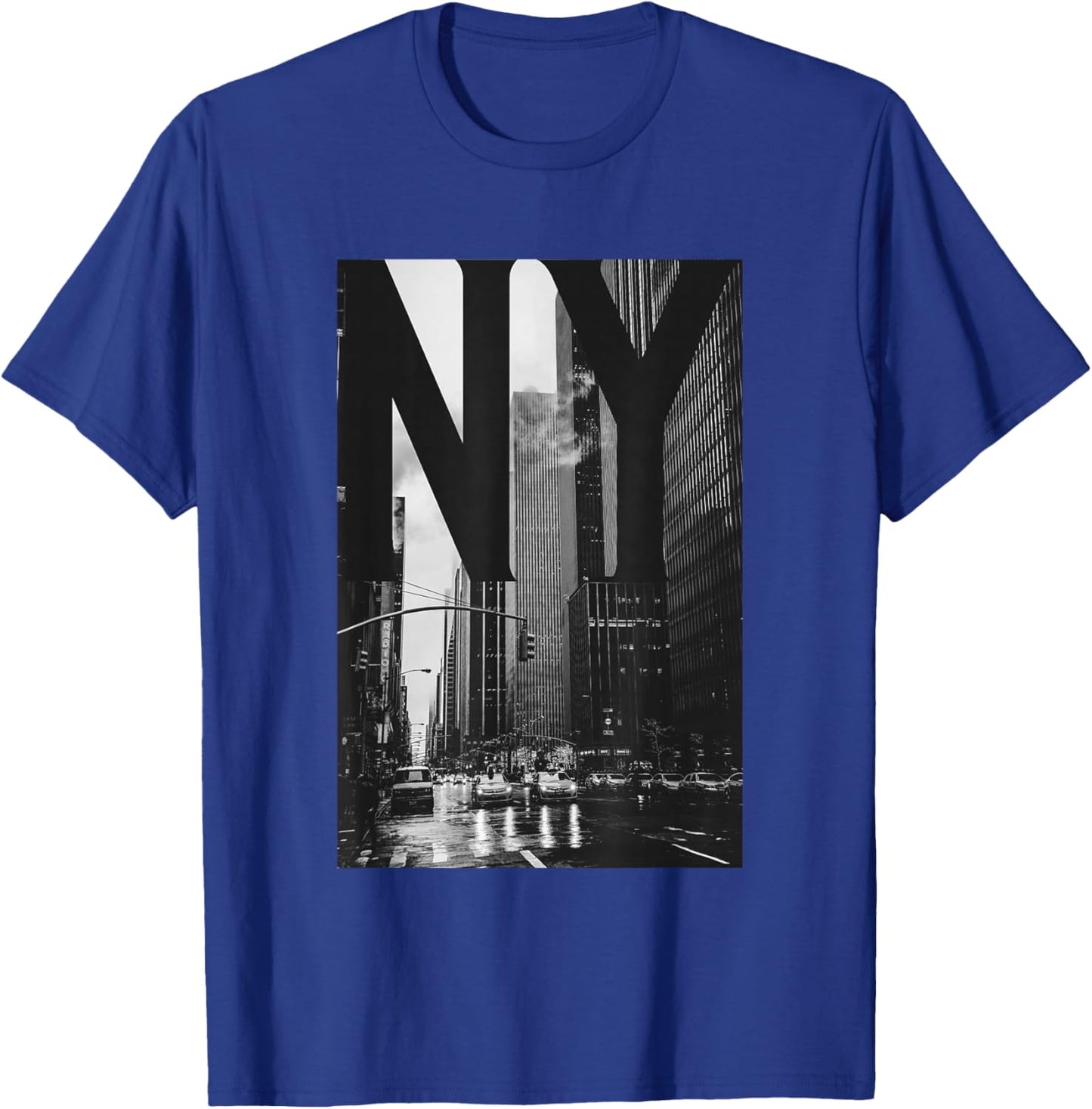 Cool New York City Abstract Skyline, Black & White New York T-Shirt - T-Shirt | Royal