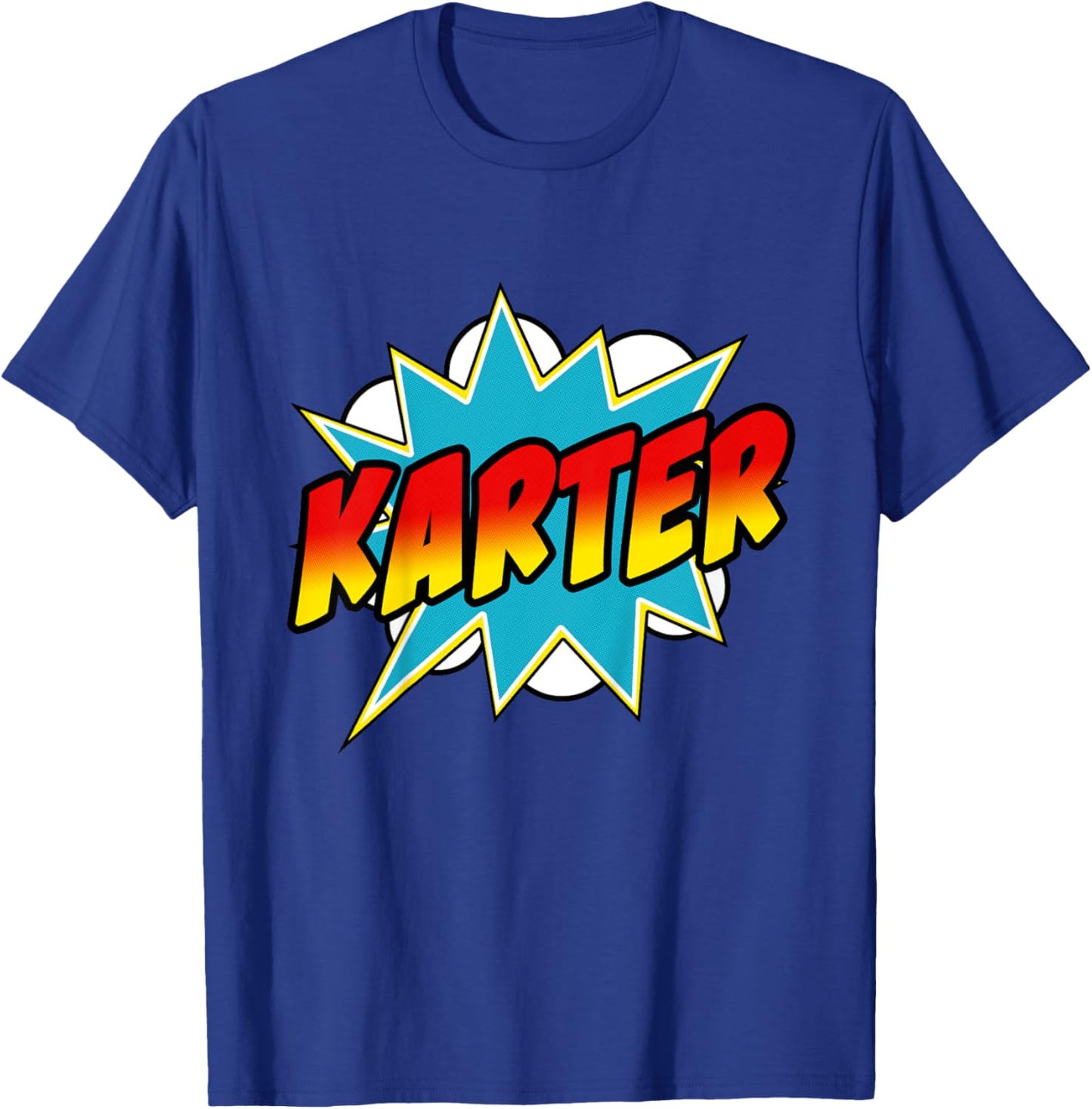 Kids Boys Karter Comic Book Superhero Name T-Shirt - T-Shirt | Royal
