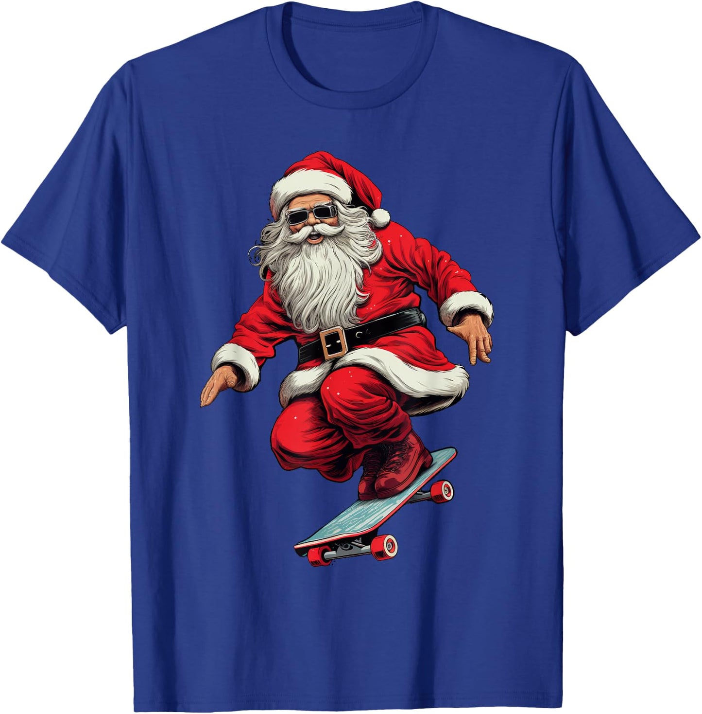 Santa Skateboard Christmas Xmas Skateboarding Pajama T-Shirt - T-Shirt | Royal