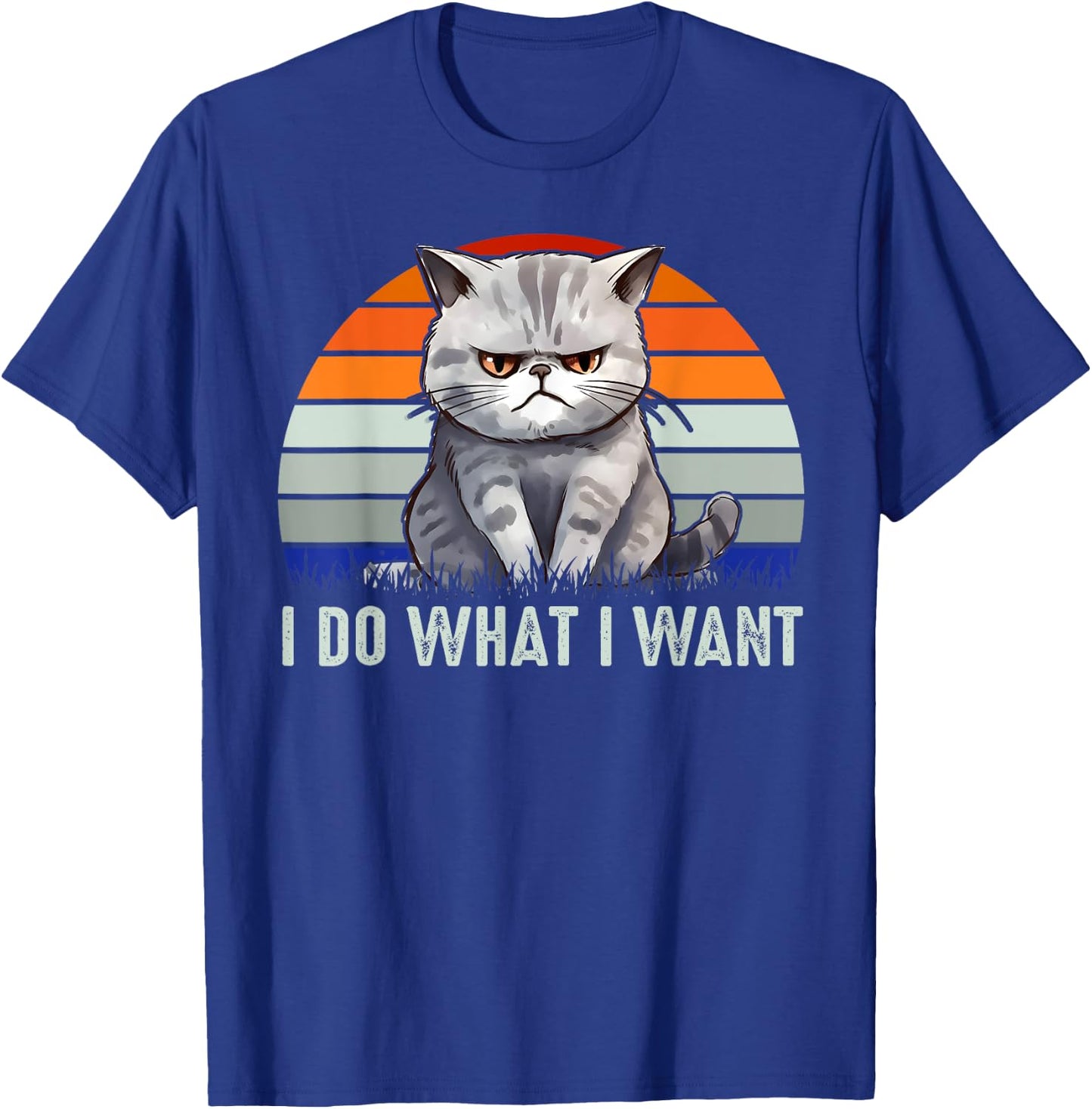 Funny I Do What I Want Retro Vintage Cat Lovers Cat Owners T-Shirt - T-Shirt | Royal
