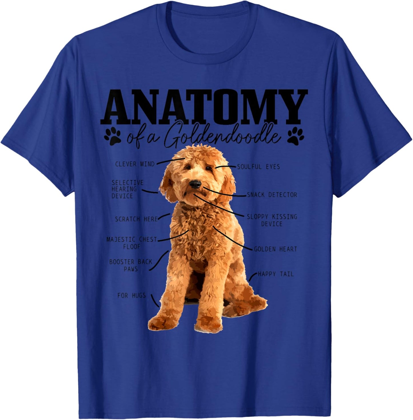 Anatomy Of A Goldendoodle Funny Cute Dog Doodle Mom Dad Women Kids T-Shirt - T-Shirt | Royal