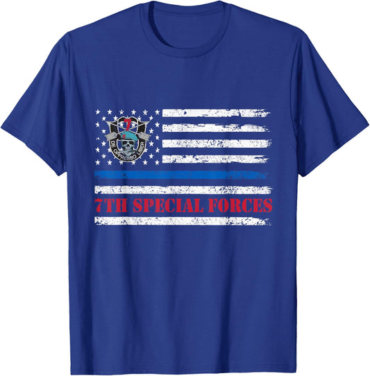 7th Special Forces Group Flag Veteran 7th SFG Patriotic T-Shirt - T-Shirt | Royal