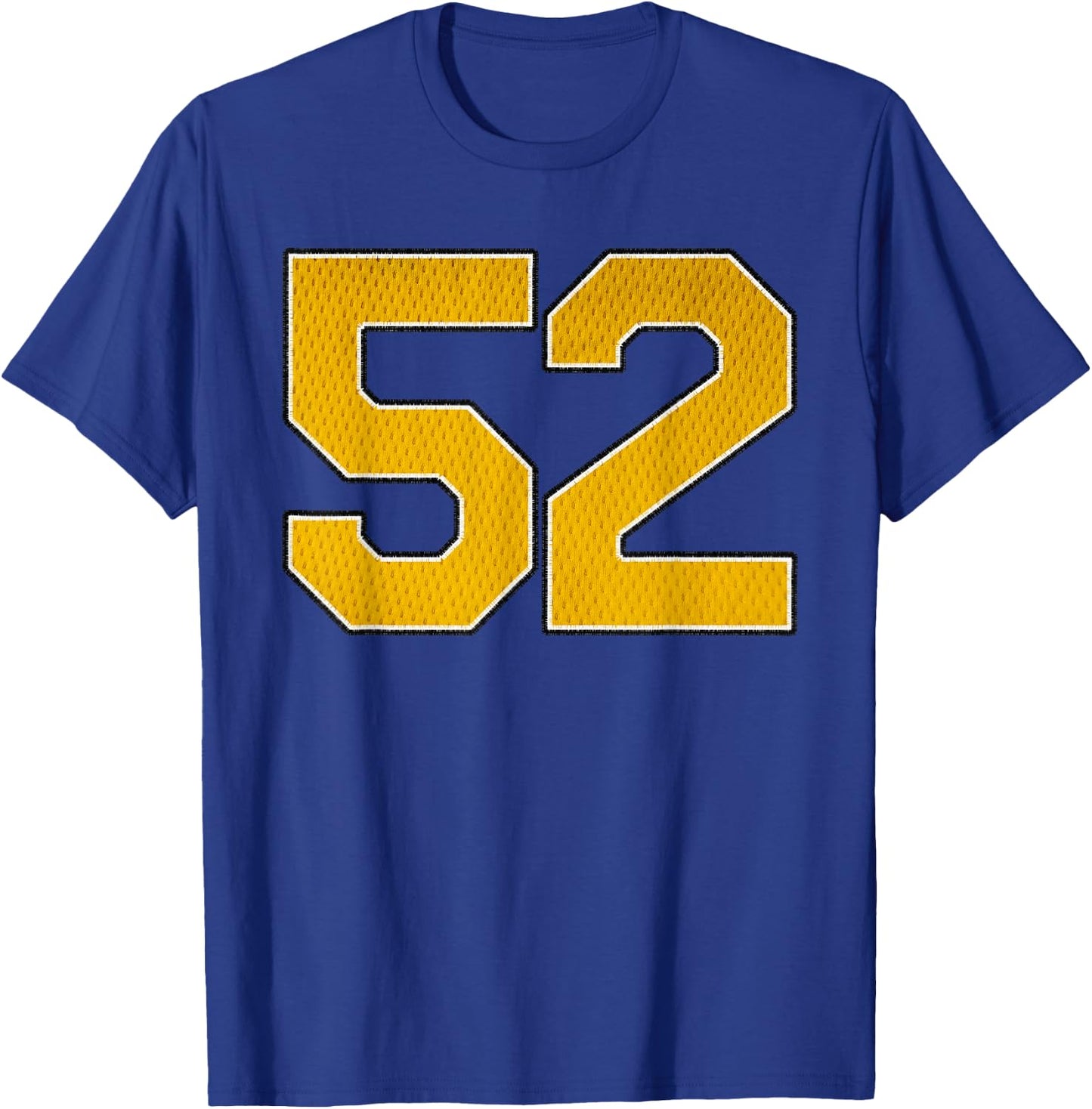Gold Number 52 Athlete Sports Jersey Supporter Fanwear T-Shirt - T-Shirt | Royal