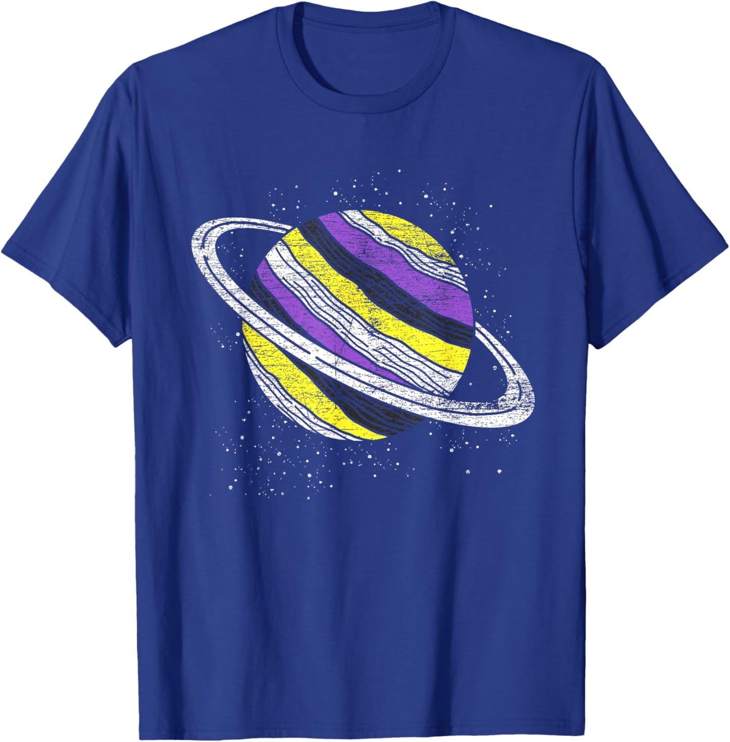 Non Binary Flag Saturn Genderfluid Planet Non-Binary T-Shirt - T-Shirt | Royal
