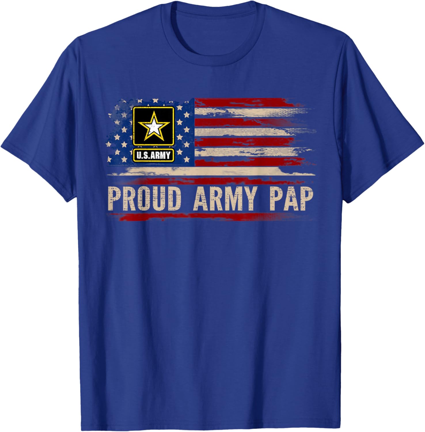 Vintage Proud Army Pap American Flag Veteran Gift T-Shirt - T-Shirt | Royal