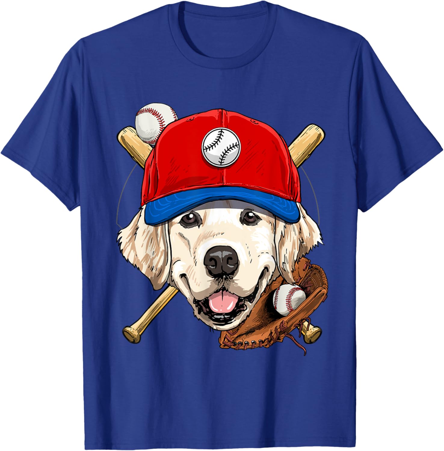 Golden Retriever Baseball Dog Lovers Baseball Player Women Girls Kids T-Shirt - T-Shirt | Royal