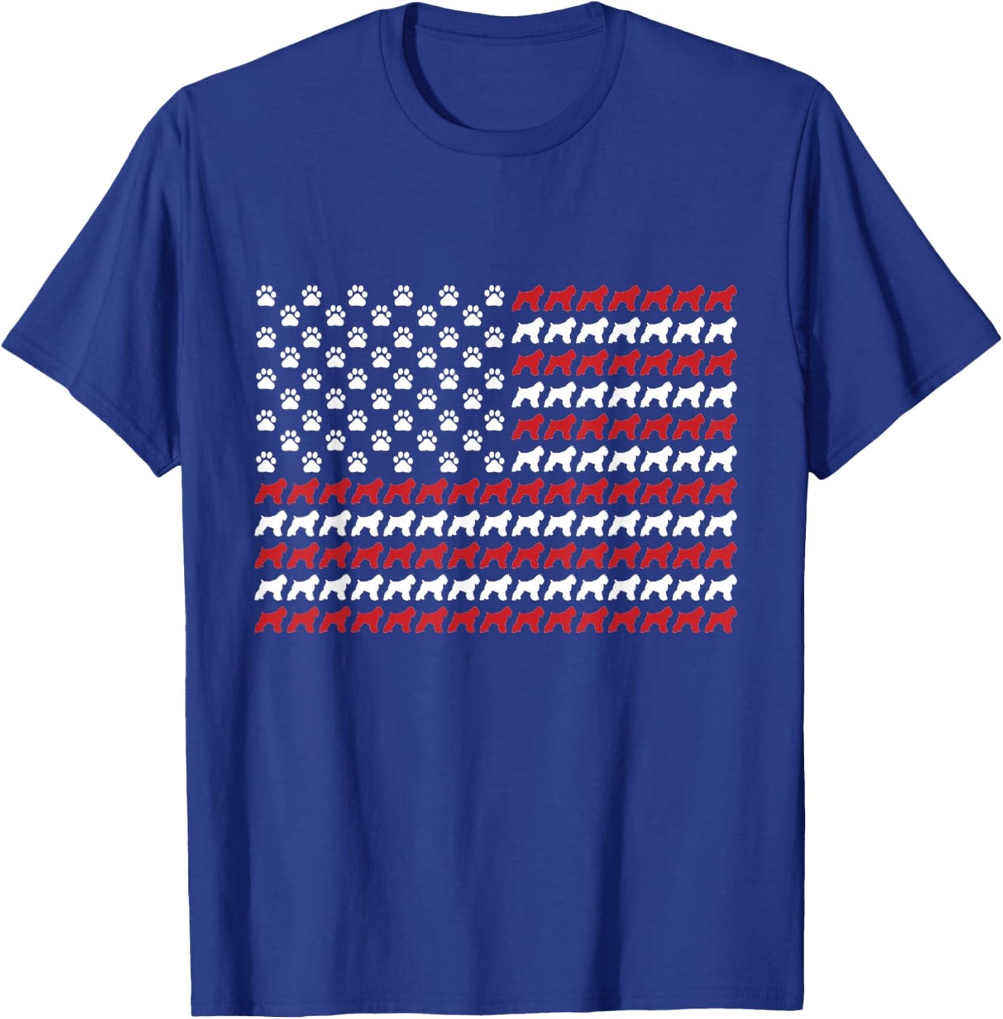 Bouvier des Flandres 4th of July Dog Paw Print T-Shirt - T-Shirt | Royal