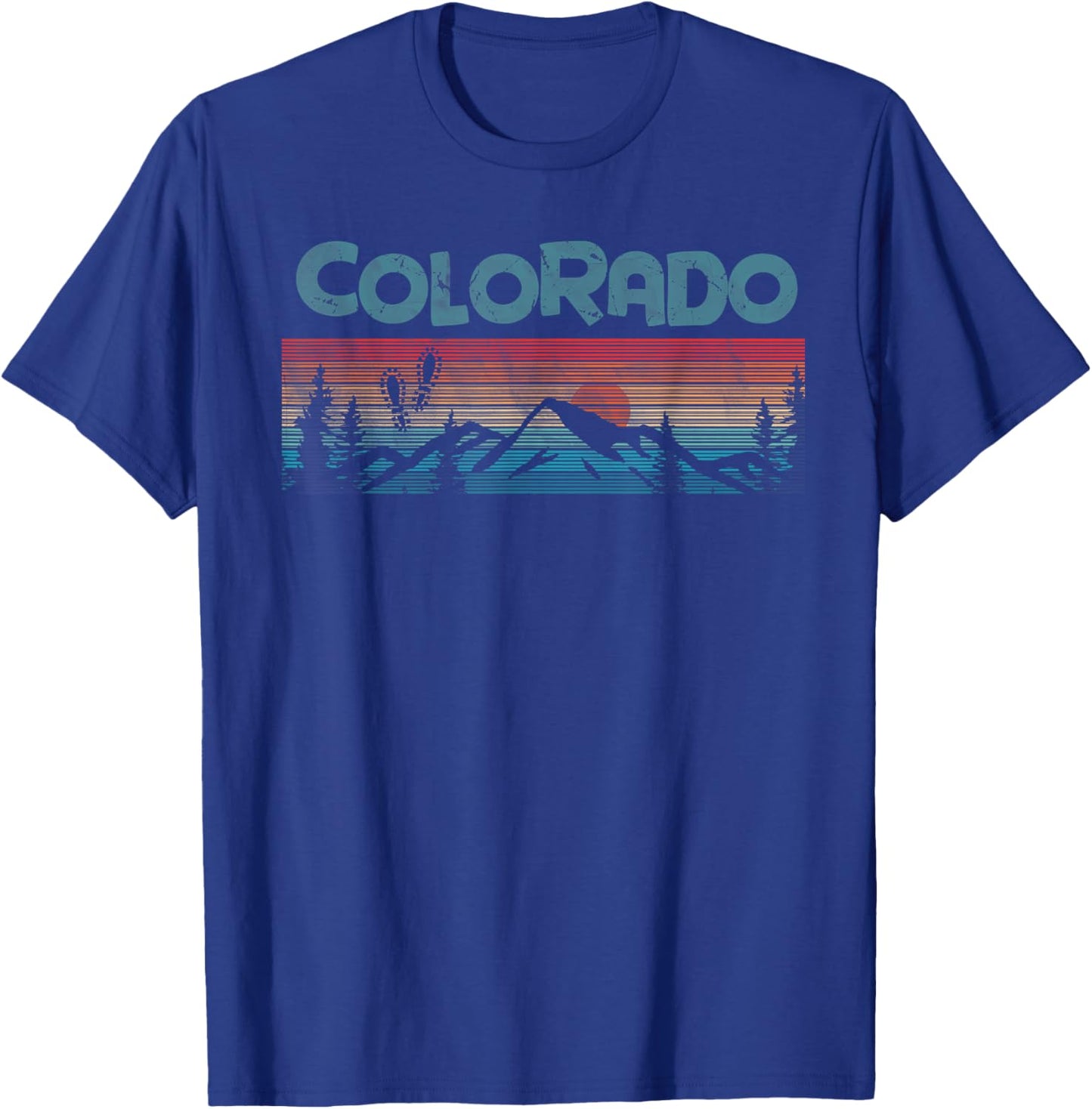 Colorado Rocky Mountains Retro Skiing Camping Climbing T-Shirt - T-Shirt | Royal