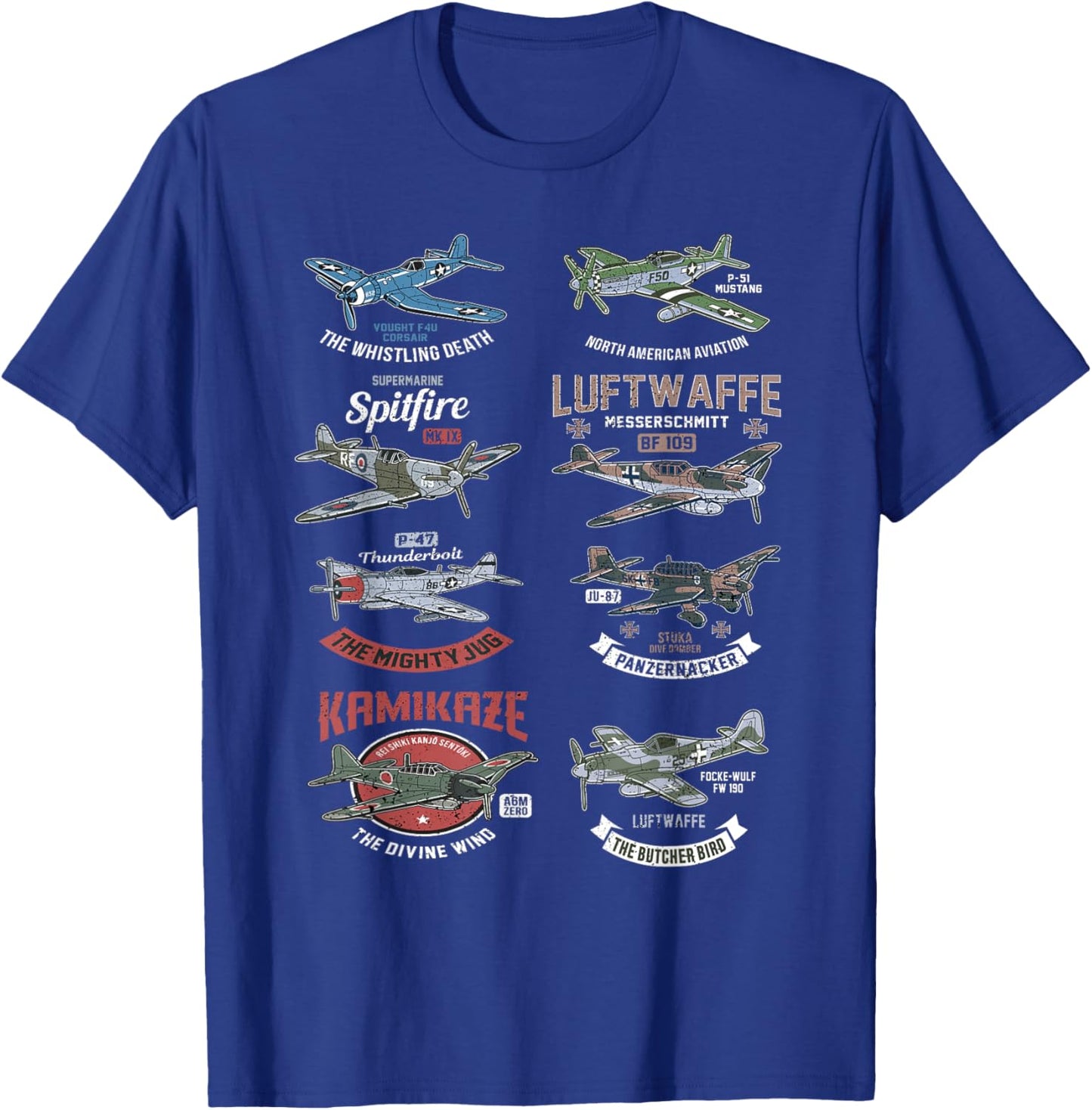 WW2 Planes Warbirds Warplanes F4U Corsair P-47 Thunderbolt T-Shirt - T-Shirt | Royal