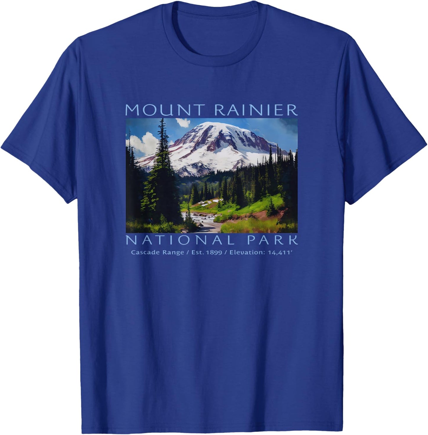Mt. Rainier National Park Mountain Art Souvenir T-Shirt - T-Shirt | Royal