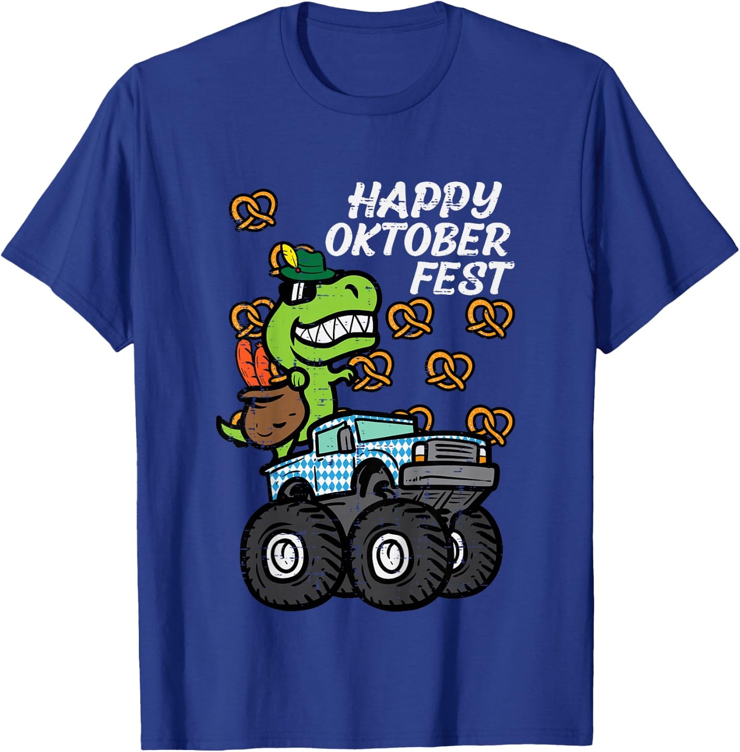 Kids Happy Oktoberfest Dino Monster Truck German Toddler Boys Kid T-Shirt - T-Shirt | Royal