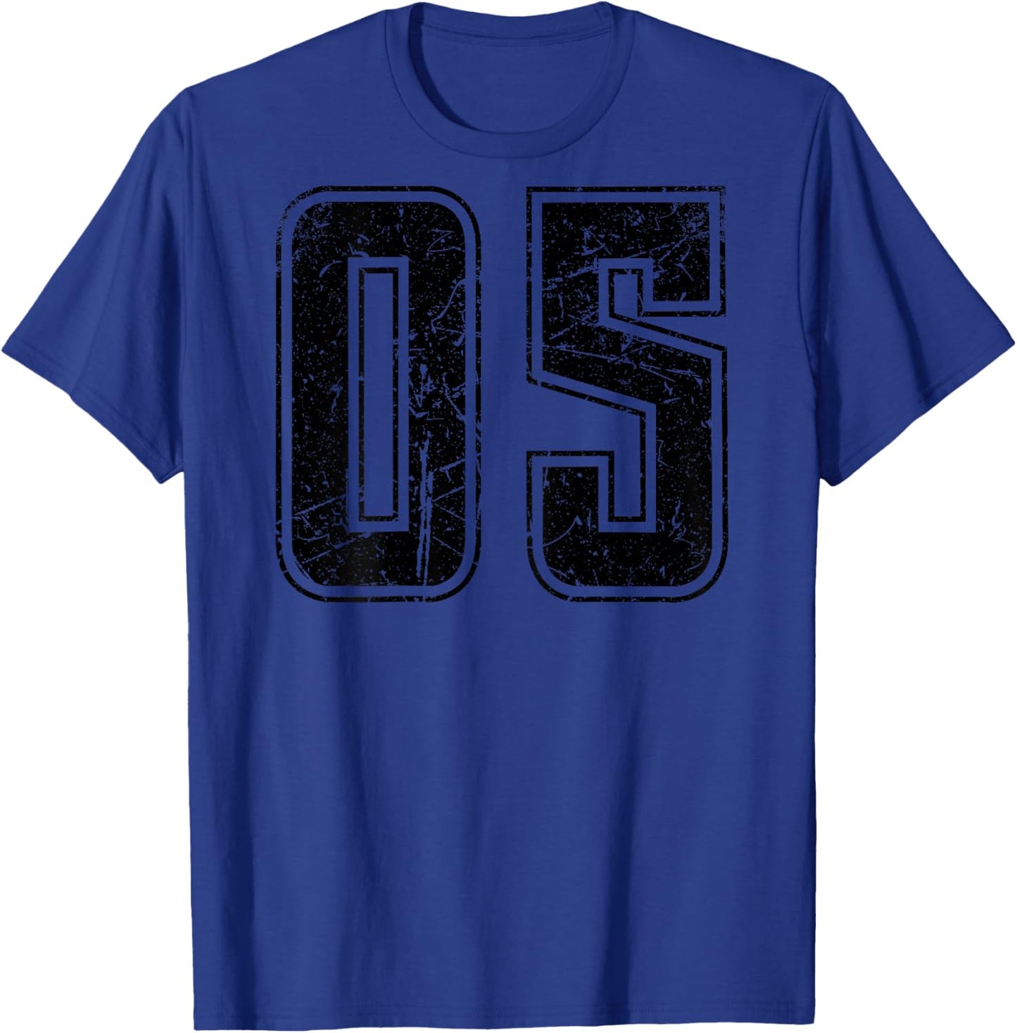 Number 05 Distressed Grunge Vintage Back Print T-Shirt - T-Shirt | Royal