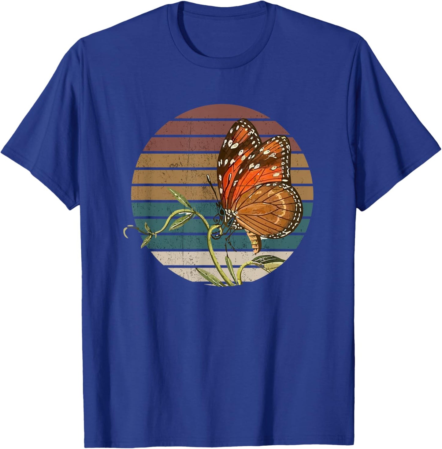 Retro Butterfly Lover Monarch Entomolgist Vintage Milkweed T-Shirt - T-Shirt | Royal
