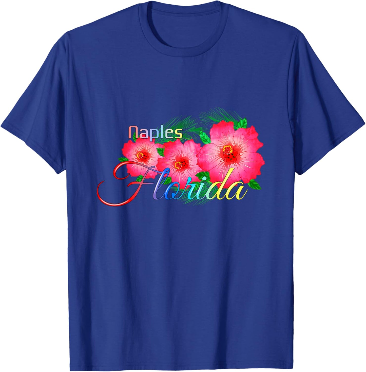 Naples Florida Tropical Flowers Family Vacation T-Shirt - T-Shirt | Royal