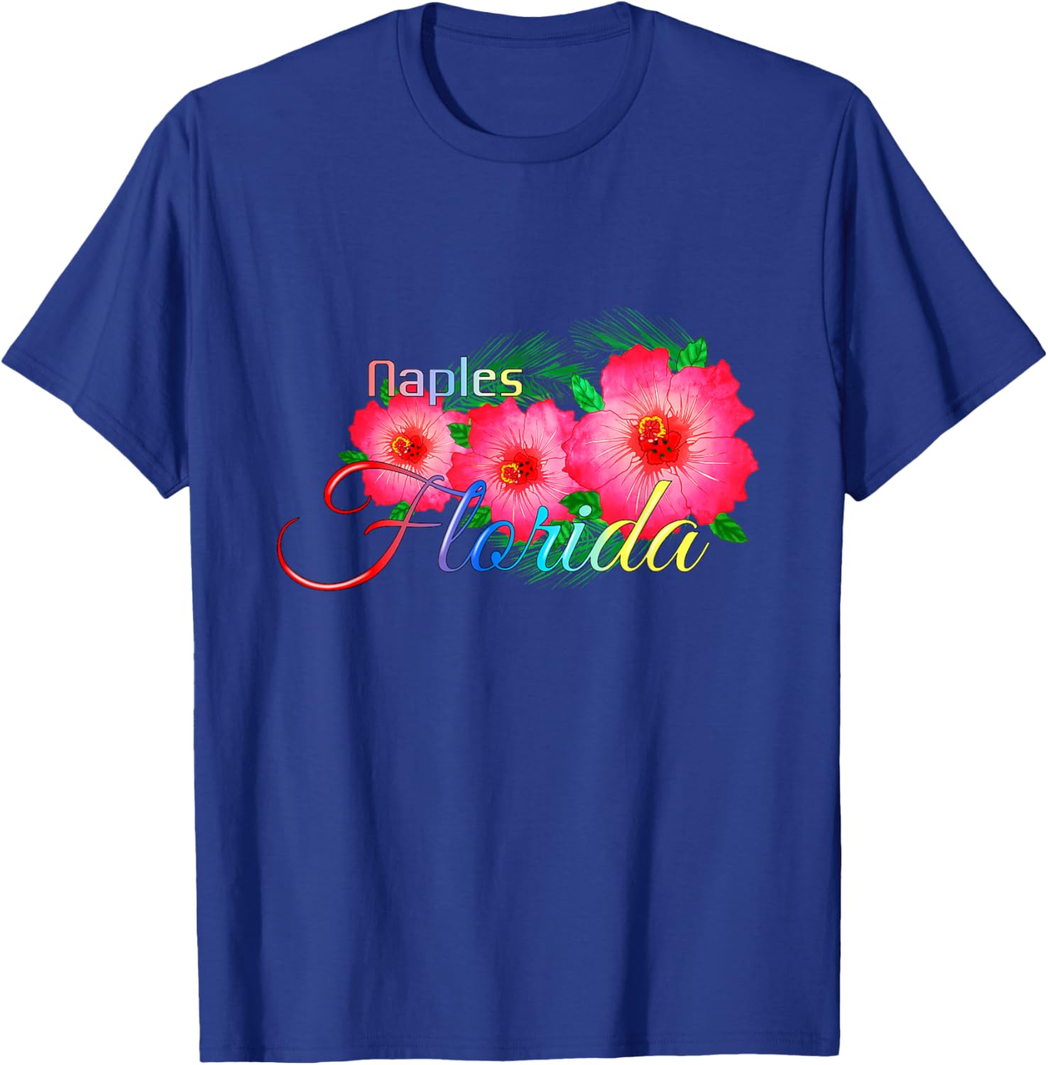 Naples Florida Tropical Flowers Family Vacation T-Shirt - T-Shirt | Royal