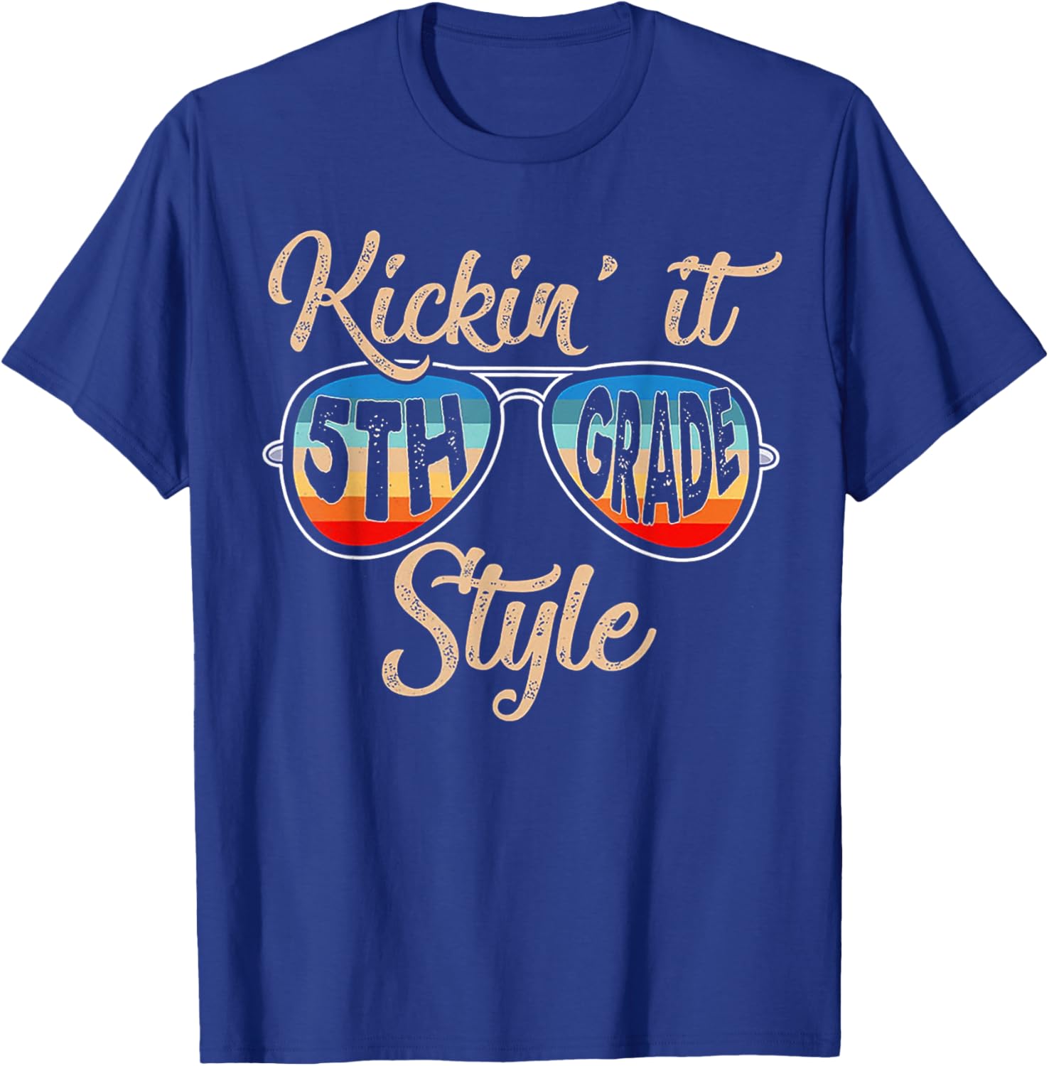 Retro Vintage Kickin' It 5th Grade Sunglasses T-Shirt - T-Shirt | Royal