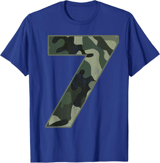 7th Birthday Army Birthday Party 7 Years Old Camo Number 7 T-Shirt - T-Shirt | Royal