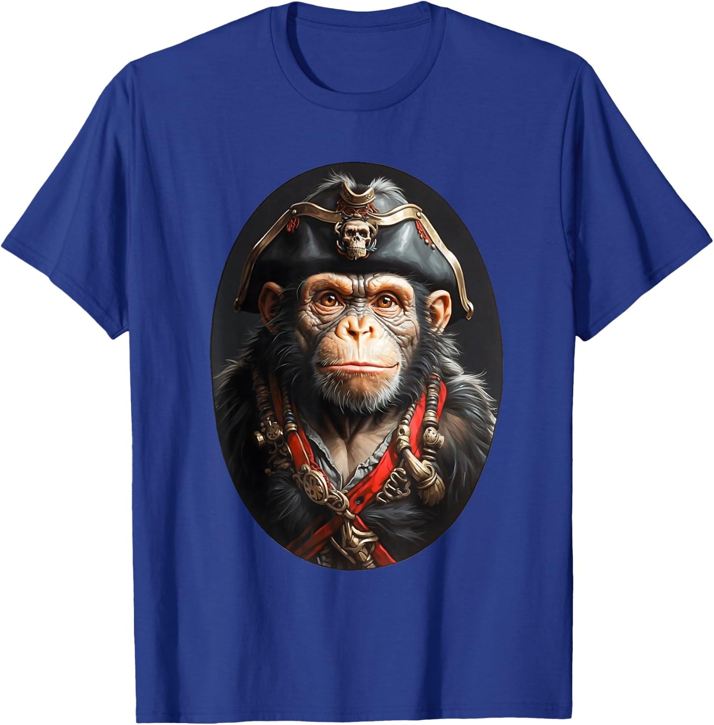 Pirate Chimpanzee Captain - Swashbuckling Monkey Pirate Art T-Shirt - T-Shirt | Royal