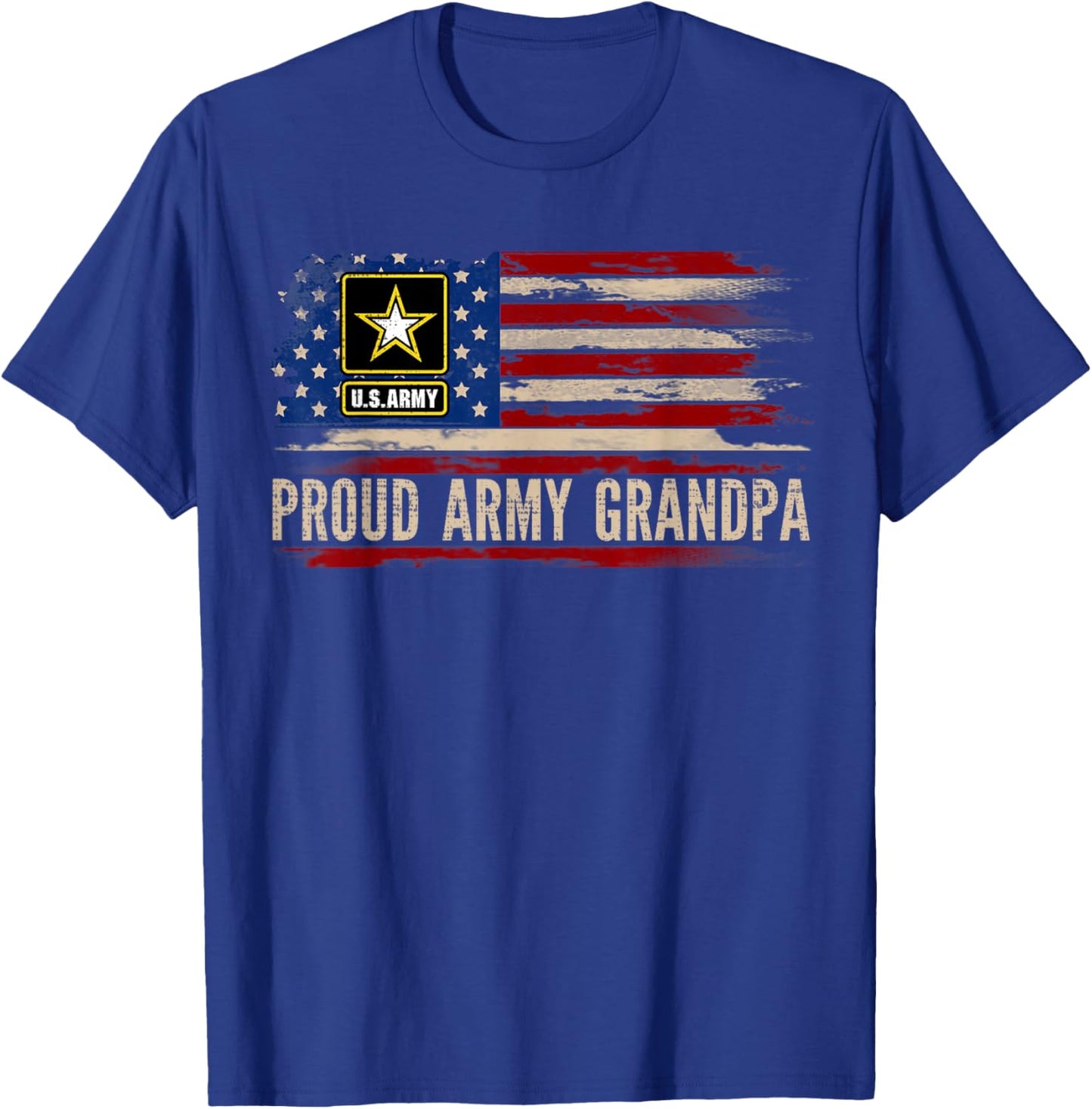 Vintage Proud Army Grandpa American Flag Veteran Gift T-Shirt - T-Shirt | Royal