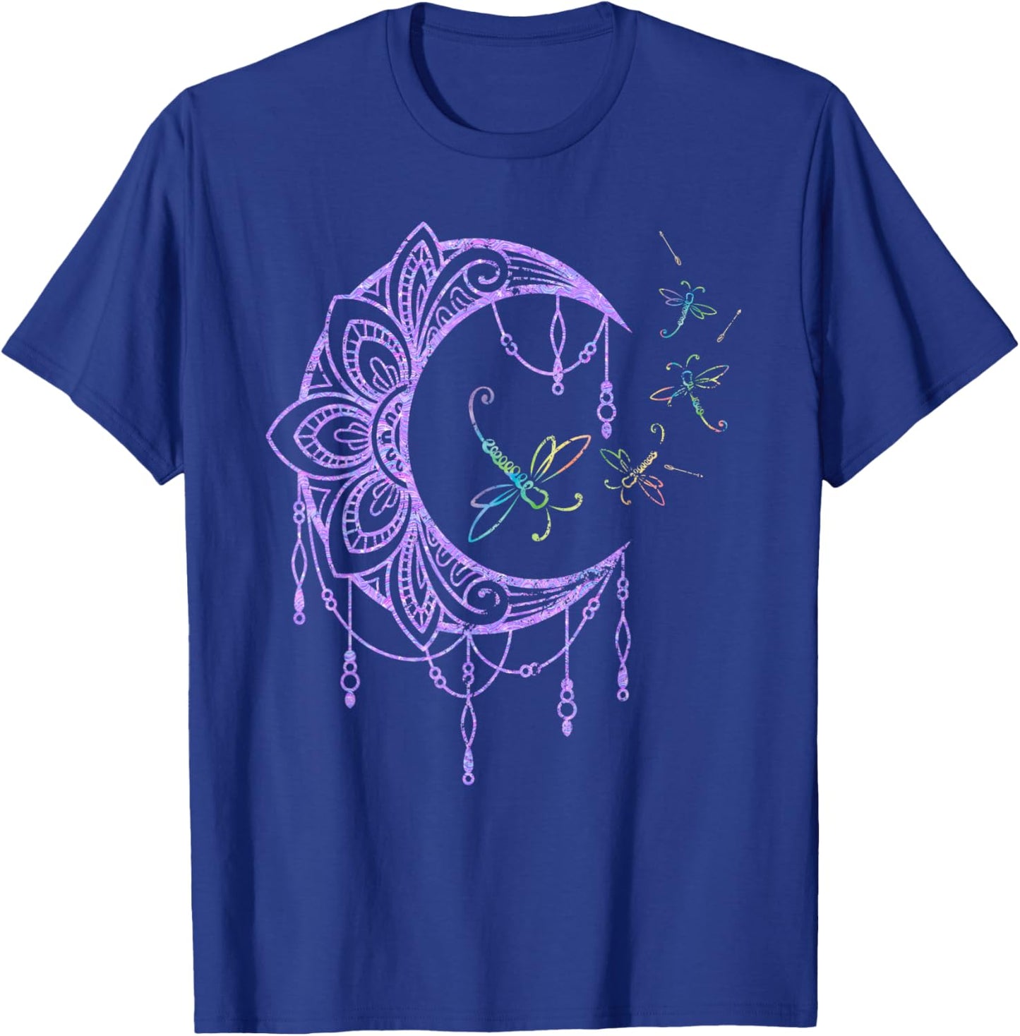 Hippie Nature Forest Insect Moon Gift Wildlife Dragonfly T-Shirt - T-Shirt | Royal
