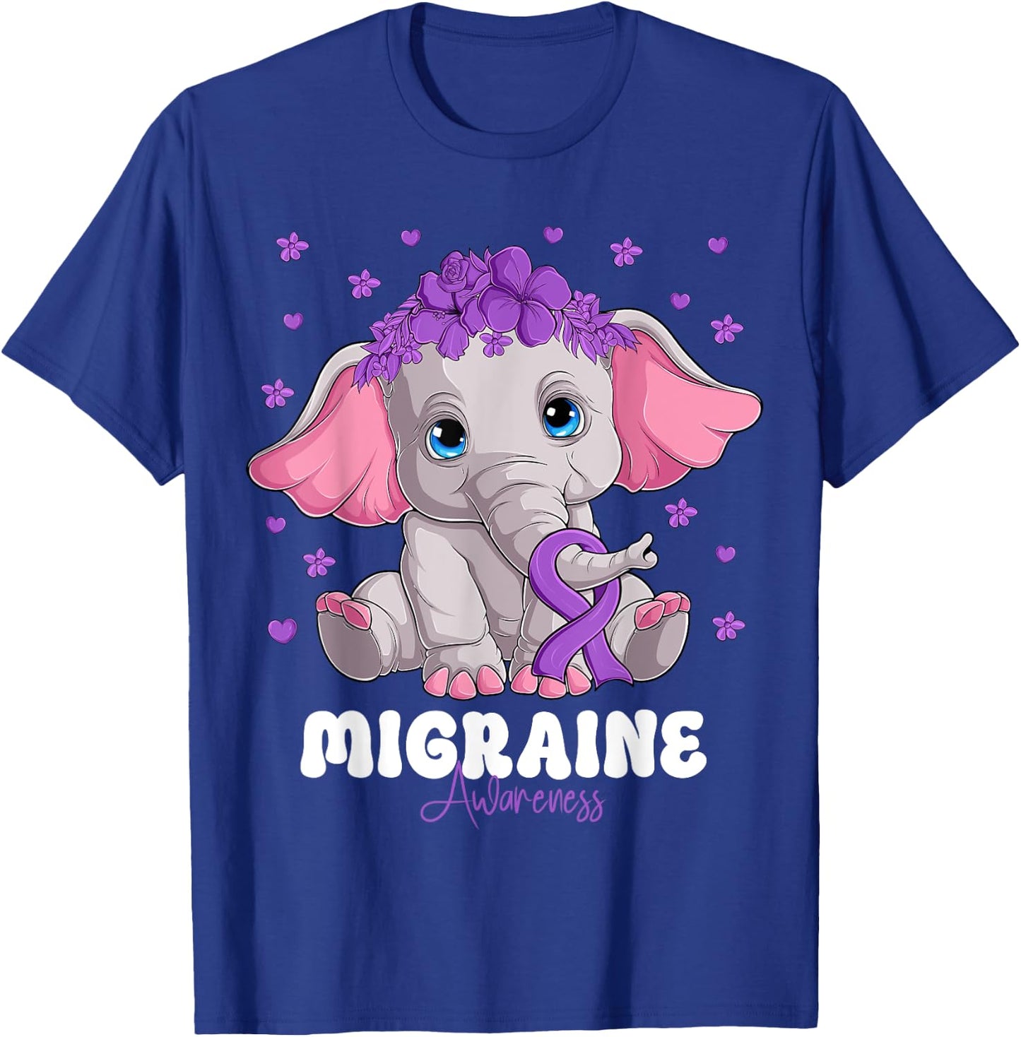 Purple Ribbon Survivor Warrior Migraine Awareness T-Shirt - T-Shirt | Royal