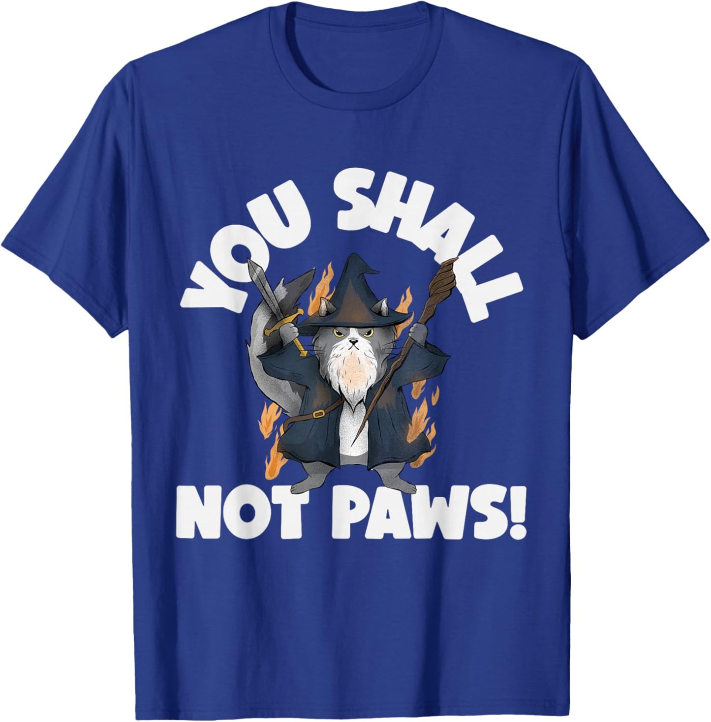 Kitten Meow Parody Movie Funny Cat Wizard You Shall Not Paws T-Shirt - T-Shirt | Royal