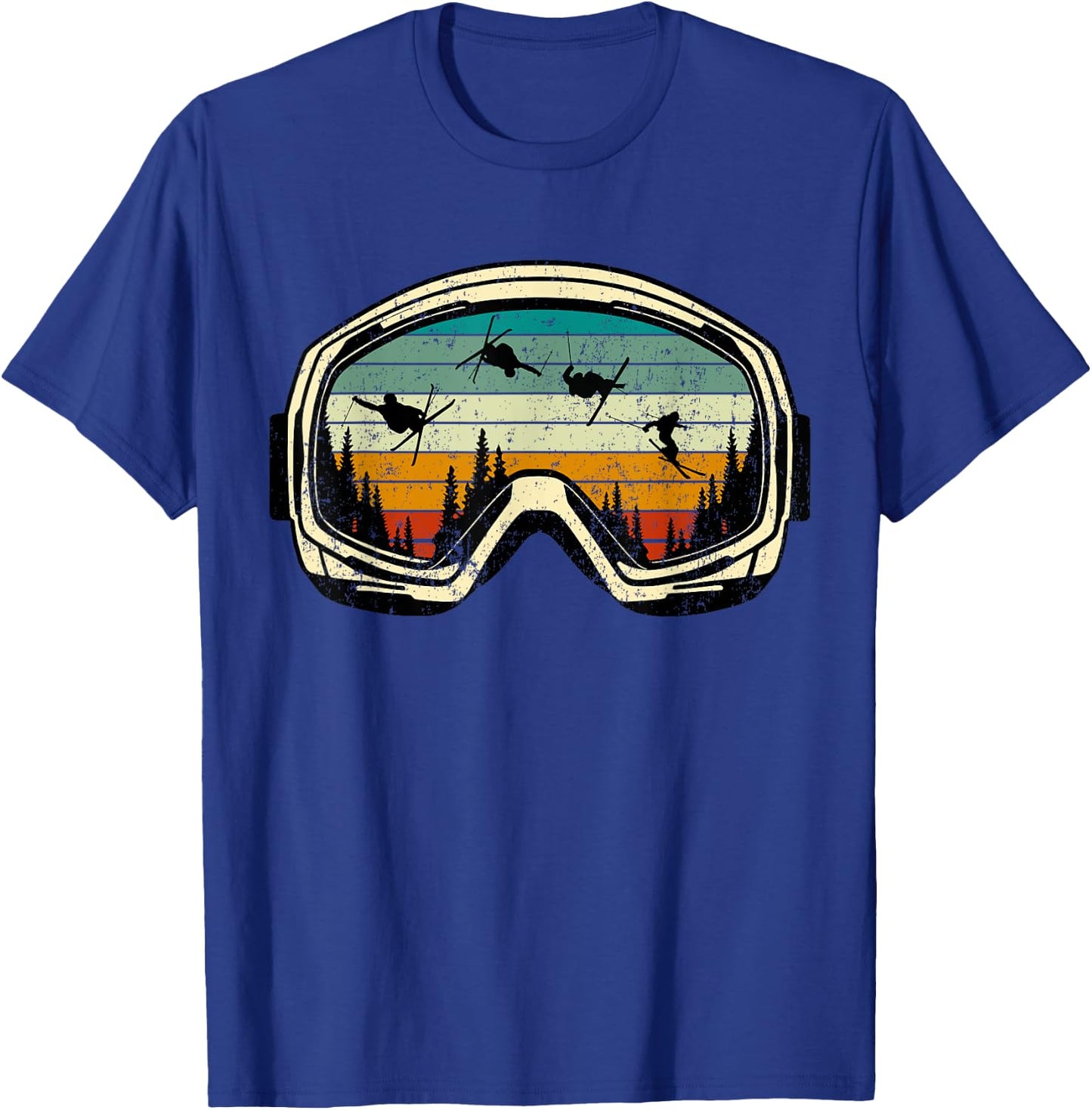 Ski Goggles Mountain Free Style Retro tricks Winter Vacation T-Shirt - T-Shirt | Royal