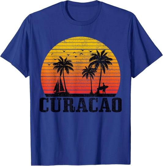 Curacao Surfer Vintage Caribbean Souvenir Women Kids T-Shirt - T-Shirt | Royal