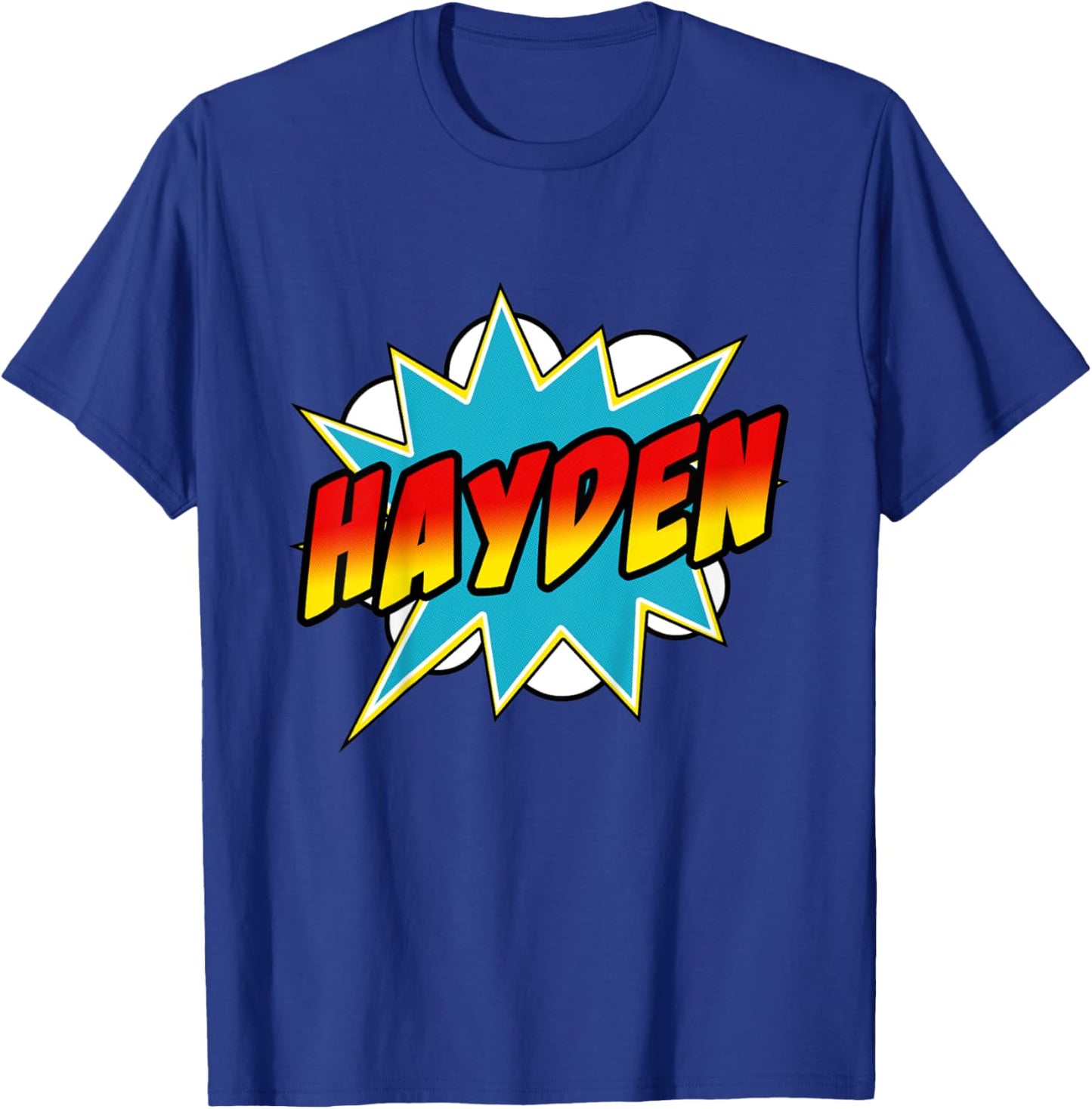 Kids Boys Hayden Comic Book Superhero Name T-Shirt - T-Shirt | Royal