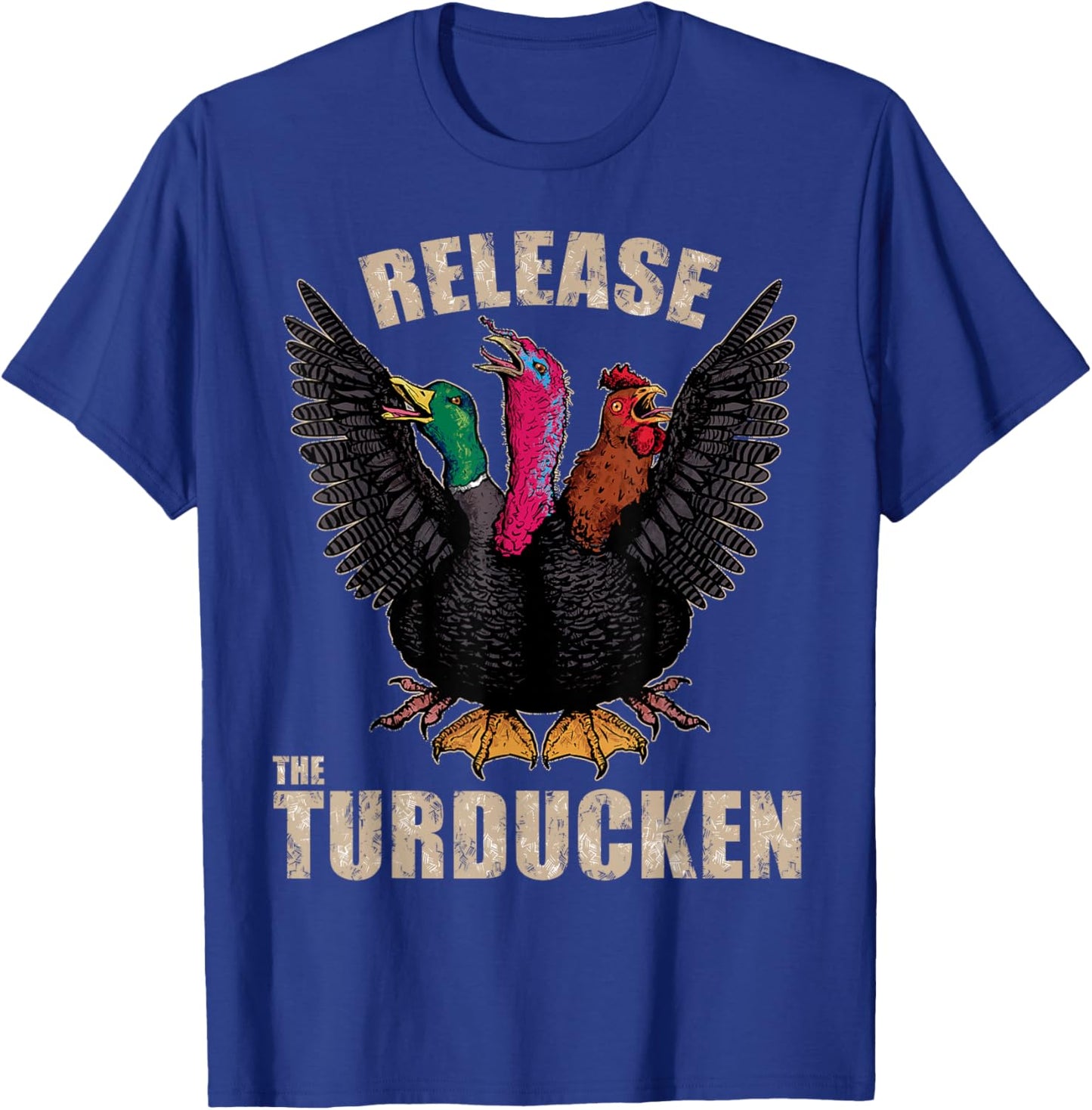 Thanksgiving Day Turkey Turducken Kaiju Monster Ugly Sweater T-Shirt - T-Shirt | Royal