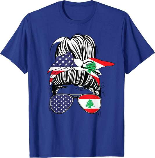 Lebanese American Heritage Lebanese Women USA Girl Lebanon T-Shirt - T-Shirt | Royal