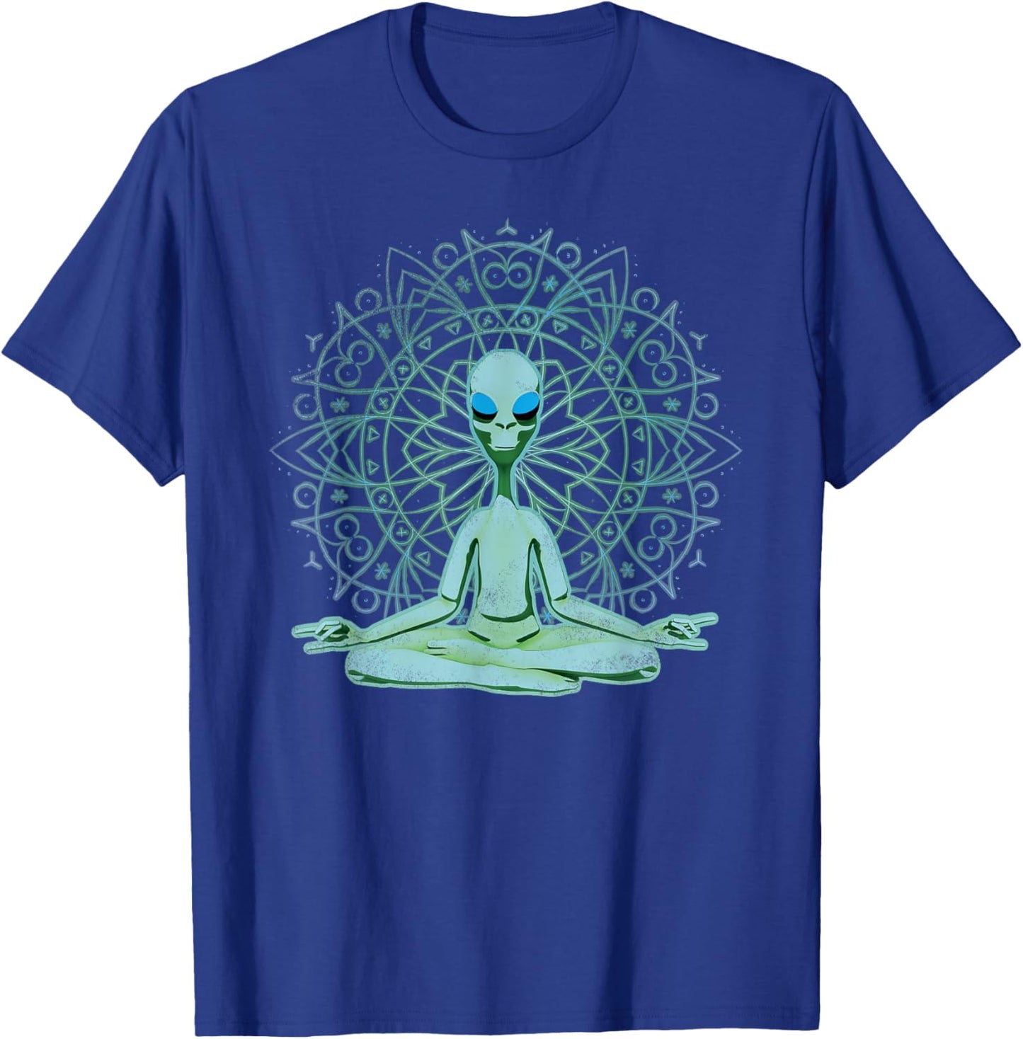 Alien Shirt UFO Mandala Meditating Green Alien Lotus Zen T-Shirt - T-Shirt | Royal
