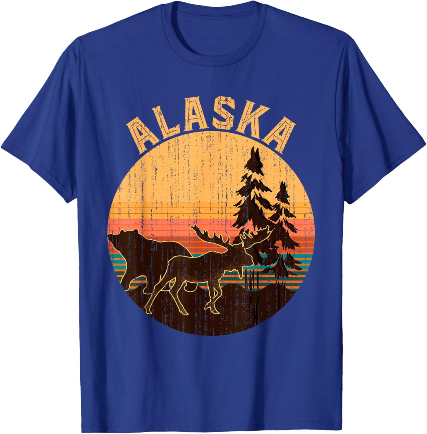Nature Willdife Bear Moose Alaskan Animal Forest Alaska T-Shirt - T-Shirt | Royal